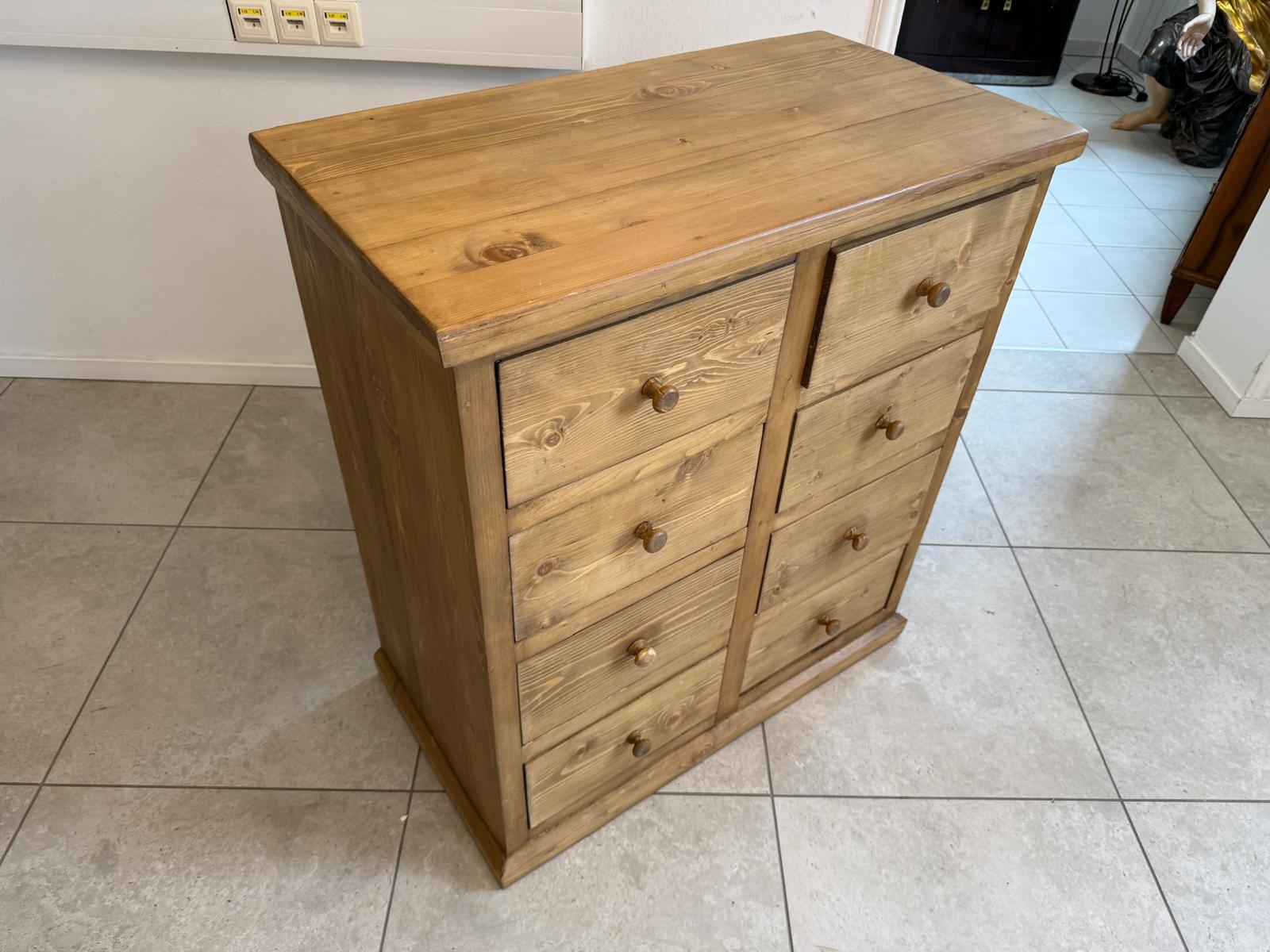Bäuerliche 8 Ladenkommode Apothekerschrank Altholzkommode Weichholz D2307