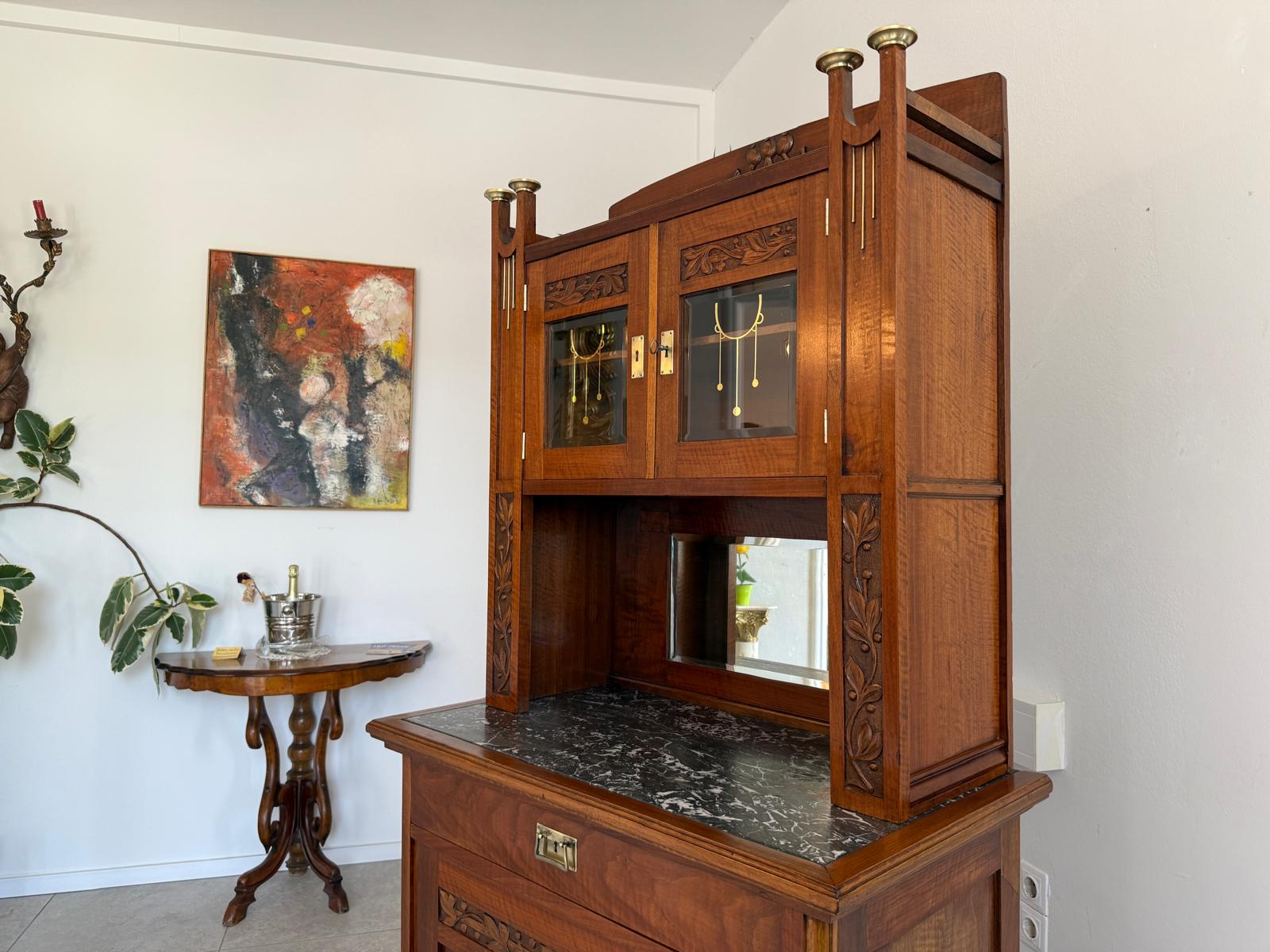 Jugendstil Vitrine Sammlervitrine Vitrinenschrank Antiquität G1779