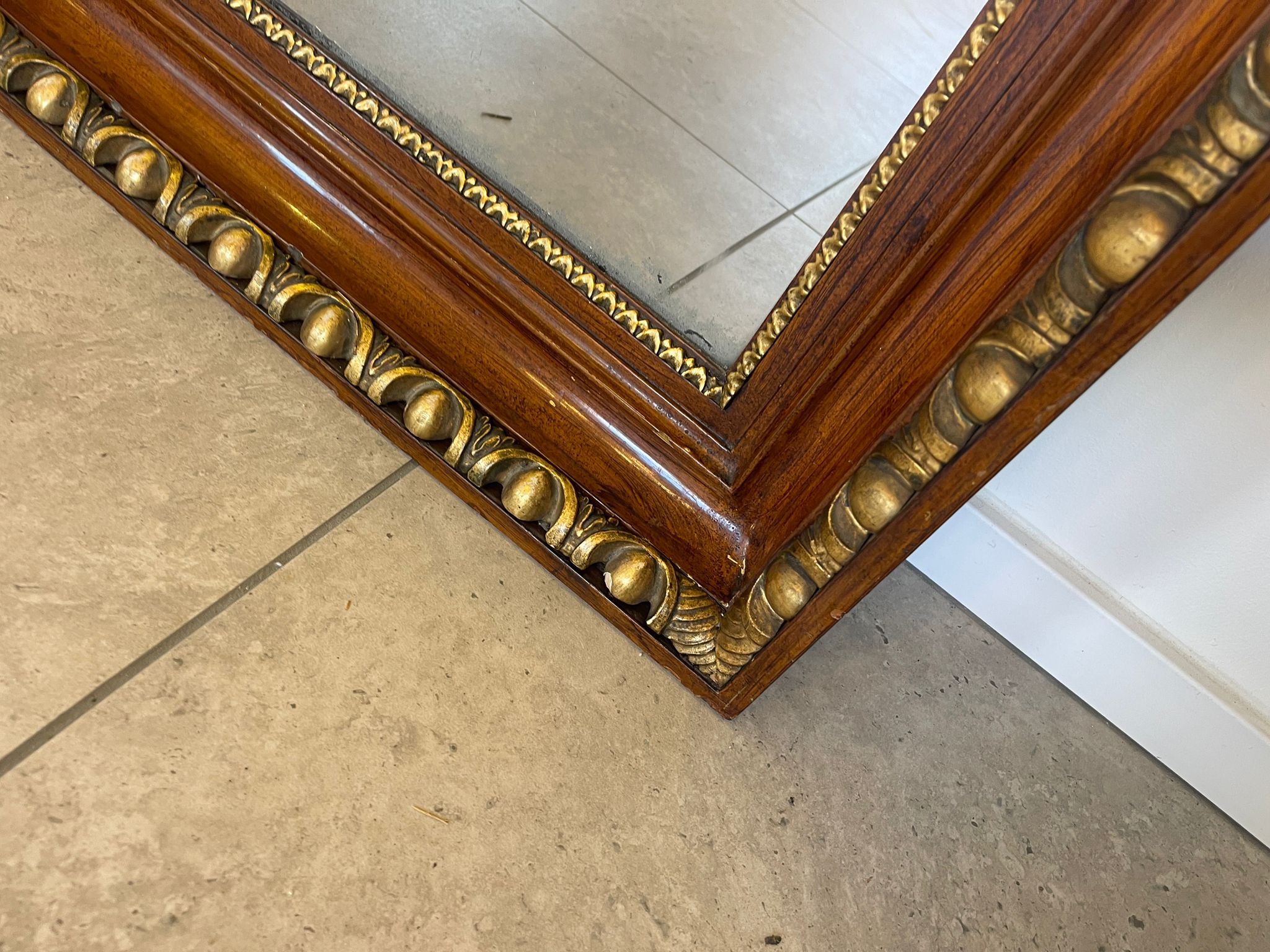 Biedermeier Spiegel Wandspiegel Original Nussholz Furniert E1011