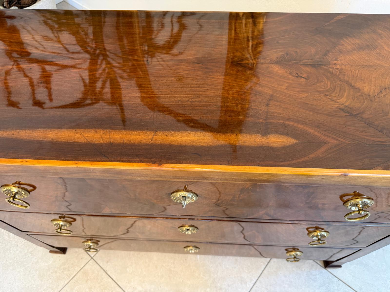 Biedermeier Kommode 3 Ladenkommode Nussholz Antiquität Restauriert D2688