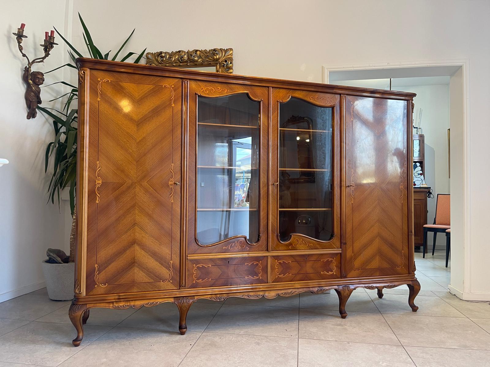 Bücherschrank Barock Barockstil Vitrine Glasschrank Wohnzimmerschrank A5151