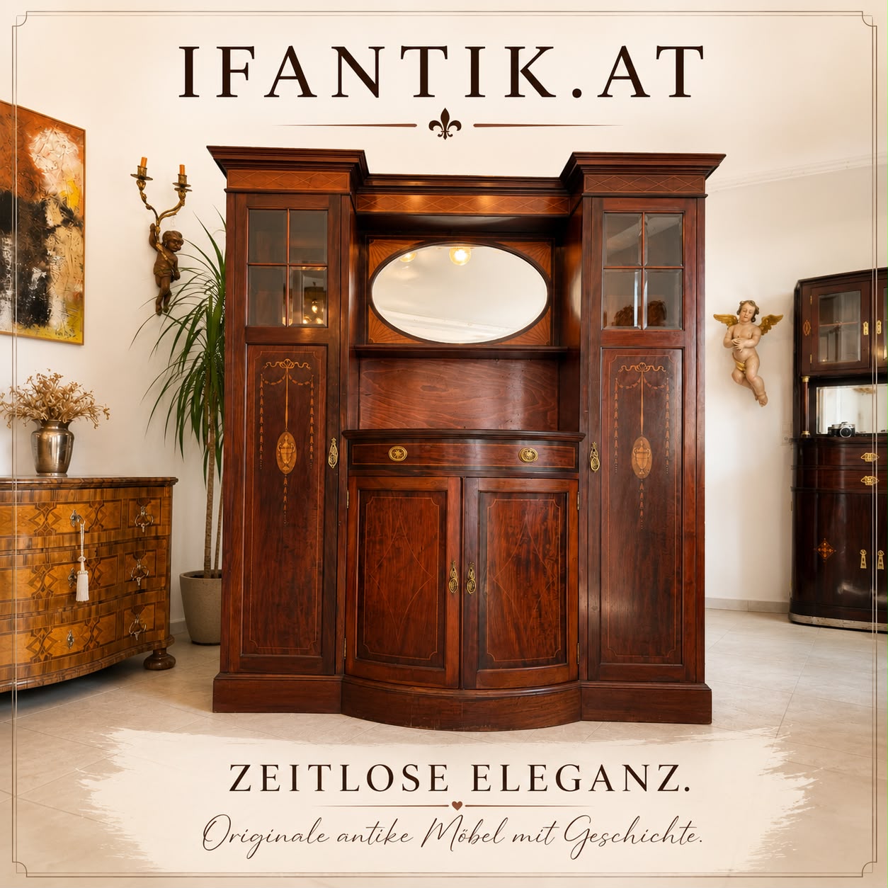 Jugendstil Bücherschrank Vitrinenschrank Original D2617