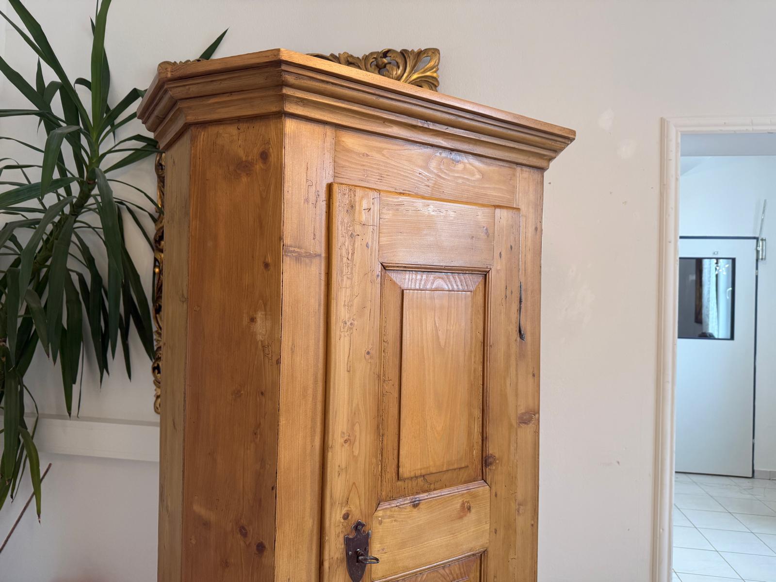 Restaurierter 1 türiger Bauernschrank Barocker Naturholzschrank Weichholz D1016