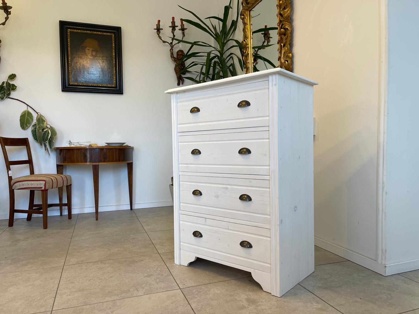 Bäuerliche Anrichte Sideboard Kommode Naturholz  Fichtenholz Weiss G1074