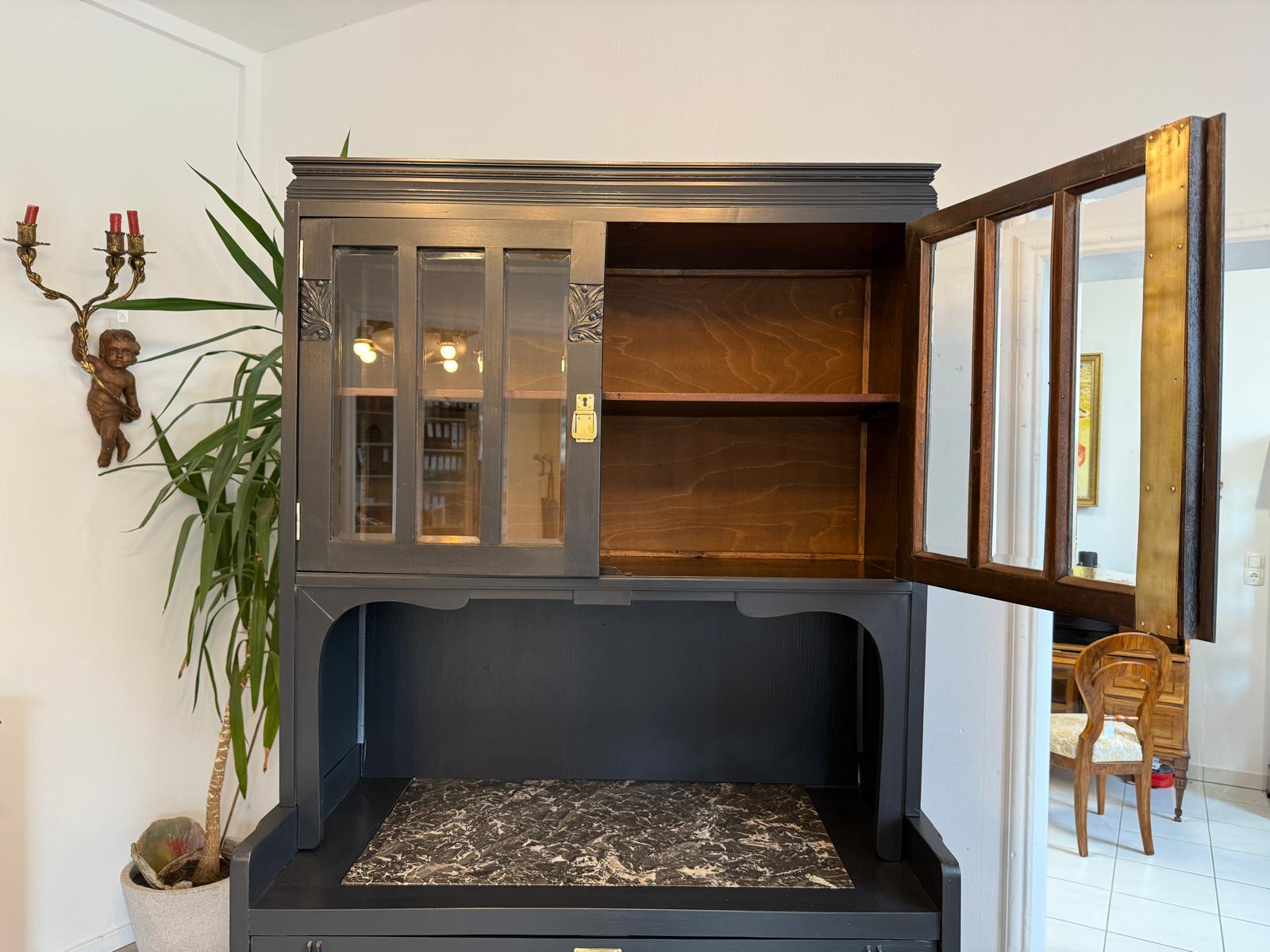 Restauriertes Jugendstil Aufsatzbuffet Bücherschrank G2095