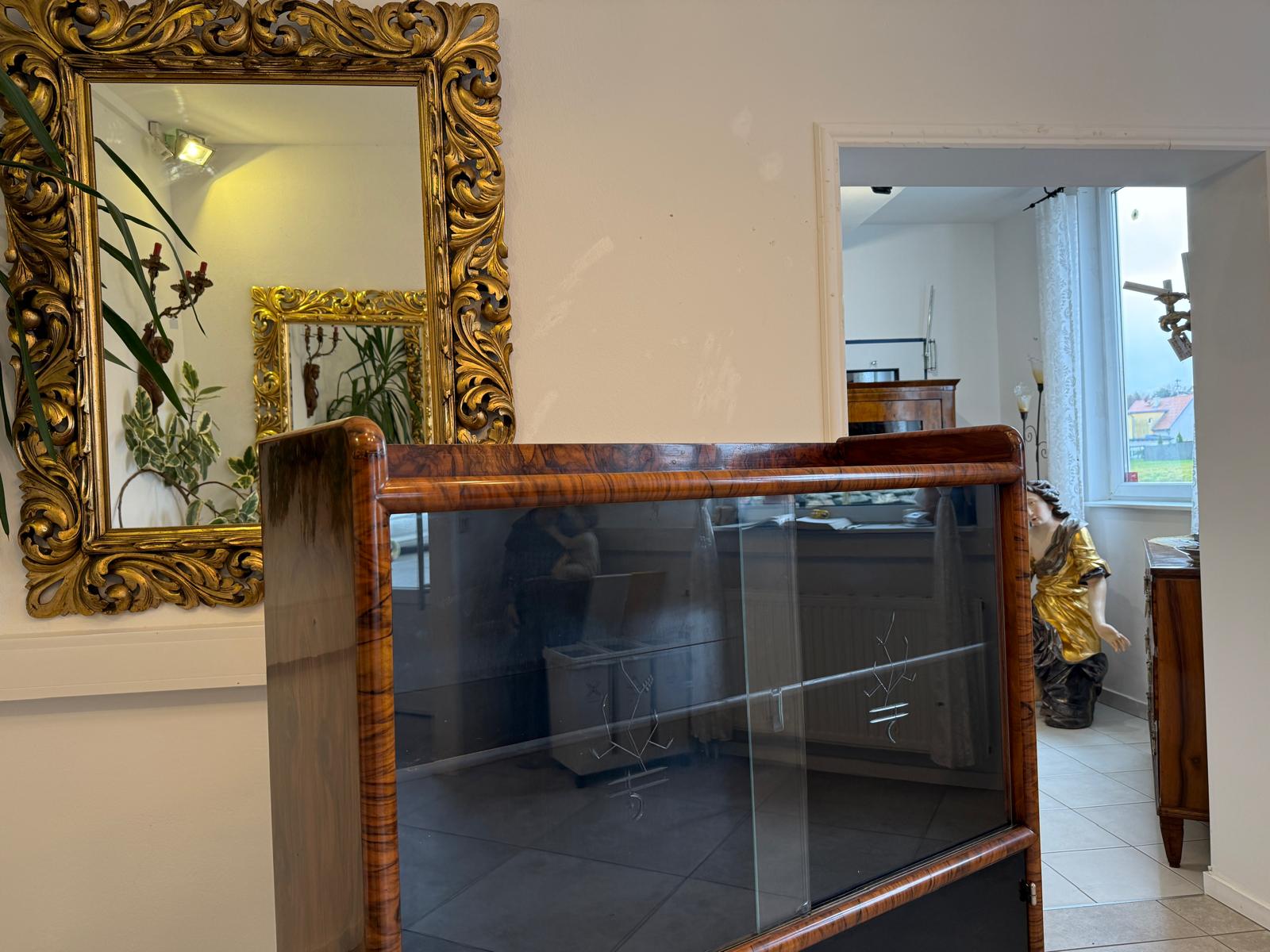 Altrestaurierte Art Deco Vitrine Glasschrank Bücherschrank G2272