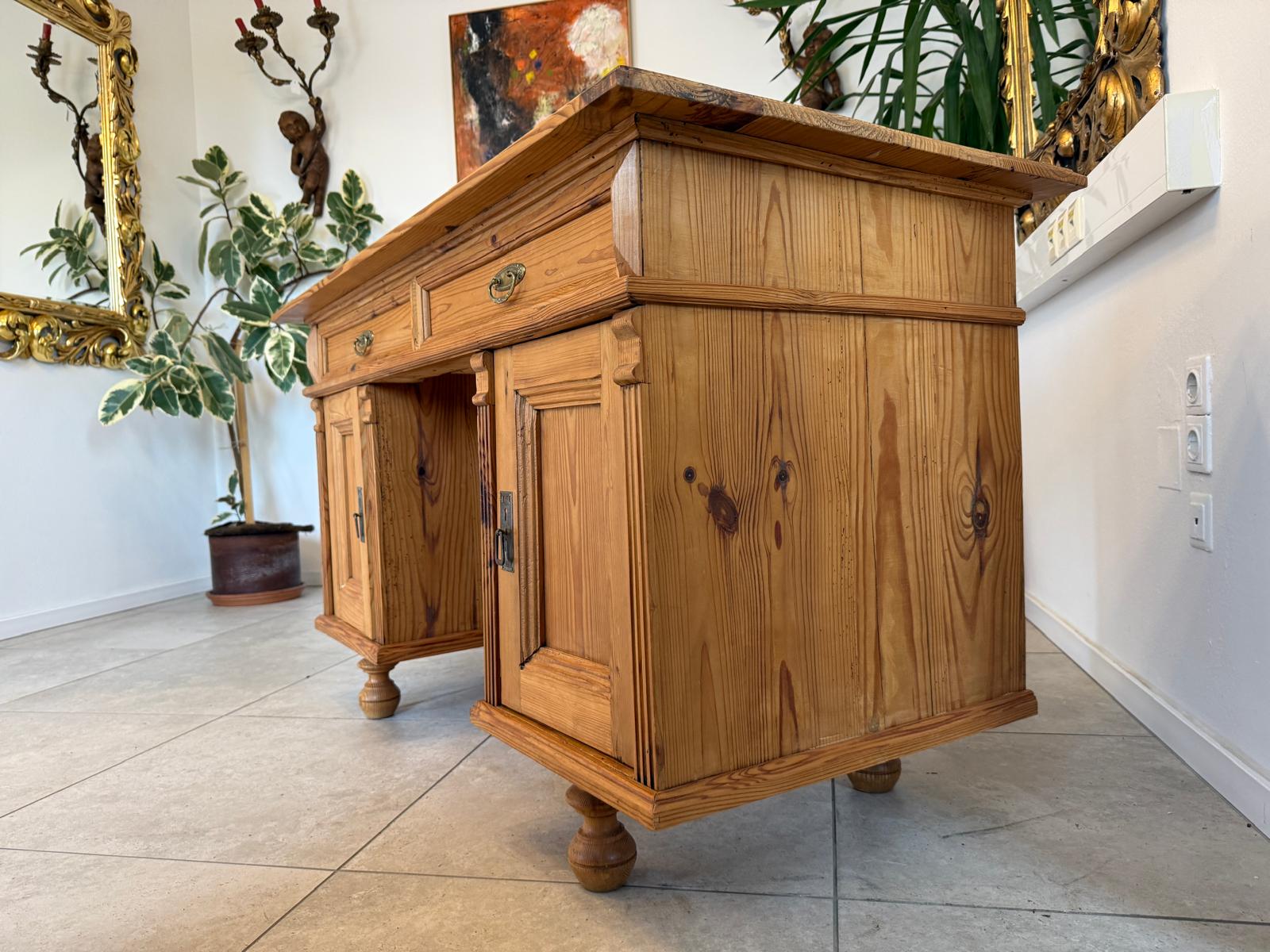 Bäuerlicher Gründerzeit Schreibtisch Sekretär Weichholz G2378