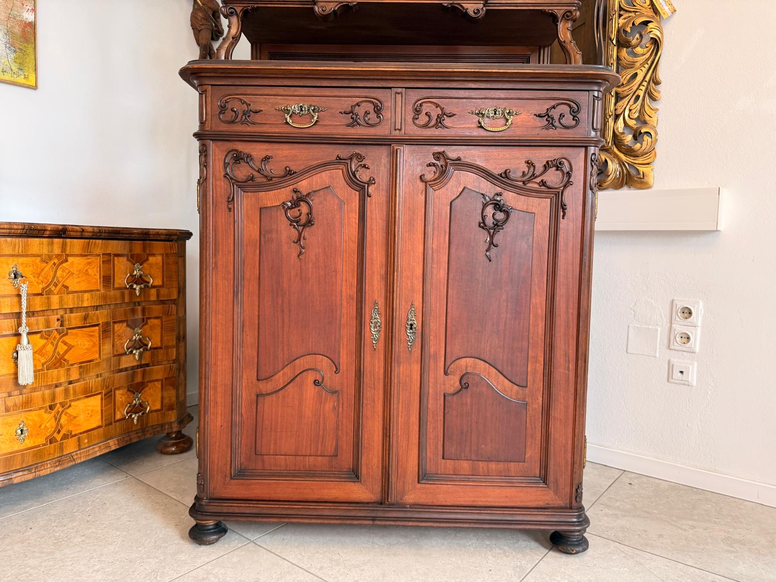 Traum Pfeiferlbarock Aufsatzbuffet Altarschrank Buffetschrank Eichenholz  D2659