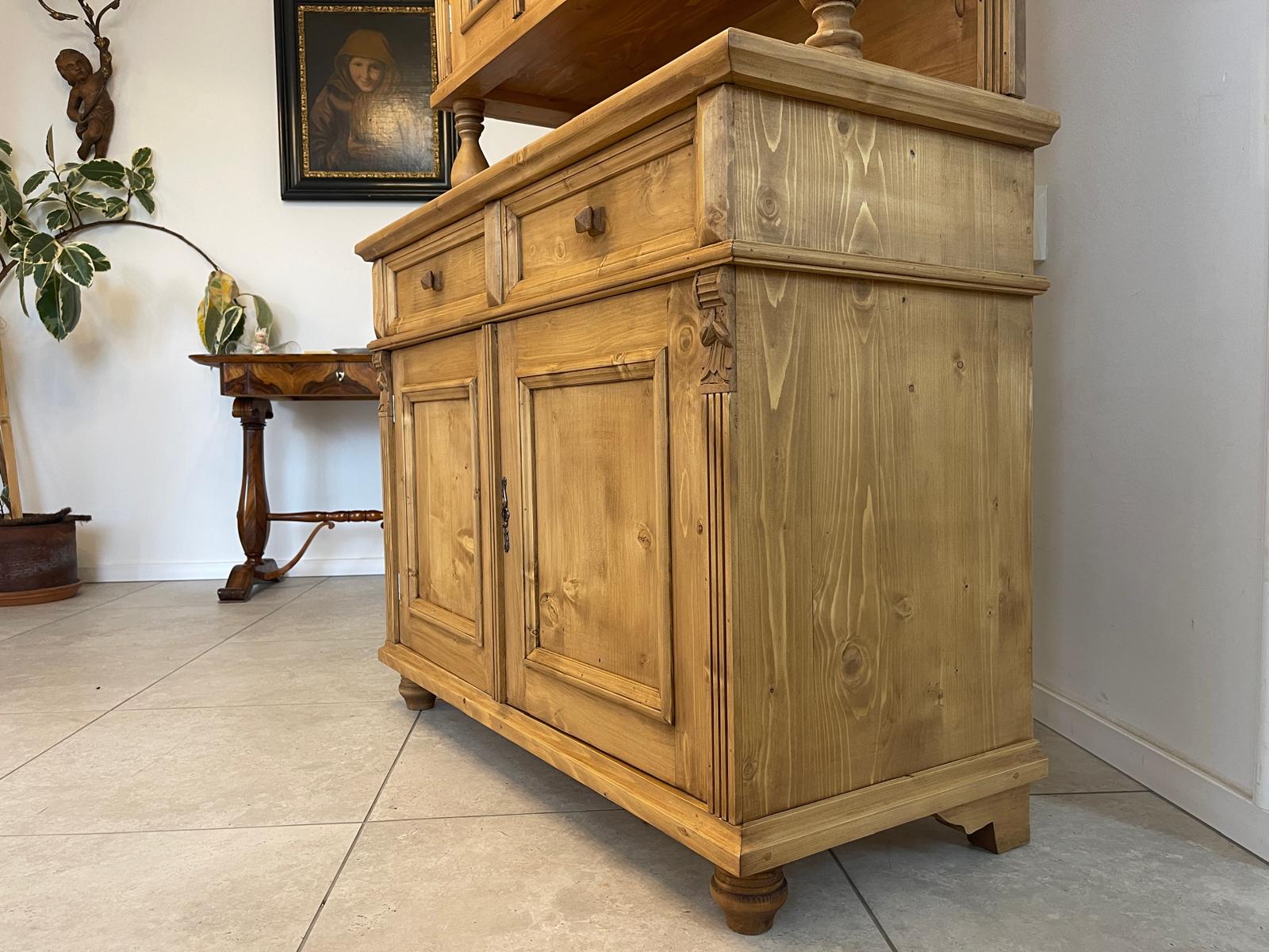 Bäuerlicher Gründerzeit Küchenschrank Vitrinenschrank G1504