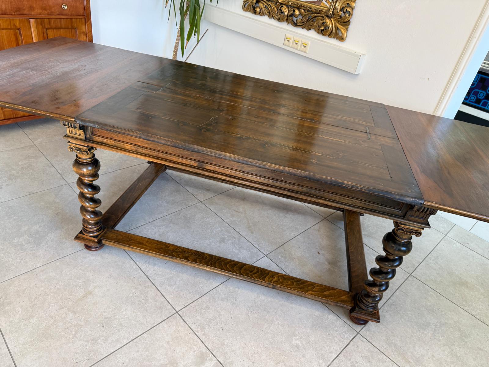 Barock Tisch Esstisch Antik Refektoriumtisch Antiquität Auszugtisch D1213