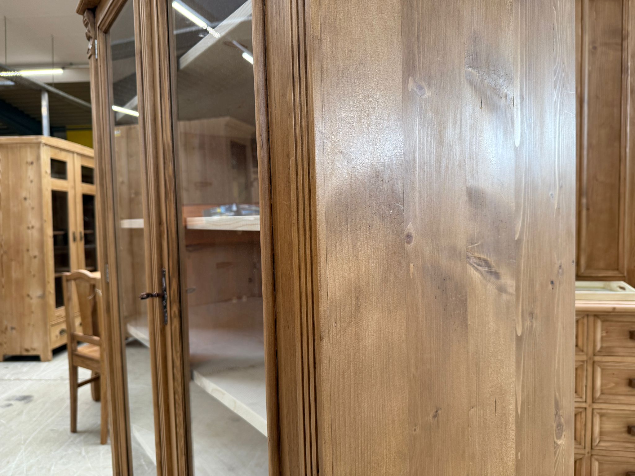 Antike Bauernvitrine Vitrine Naturholz Bücherschrank Alte Bauernmöbel G2105