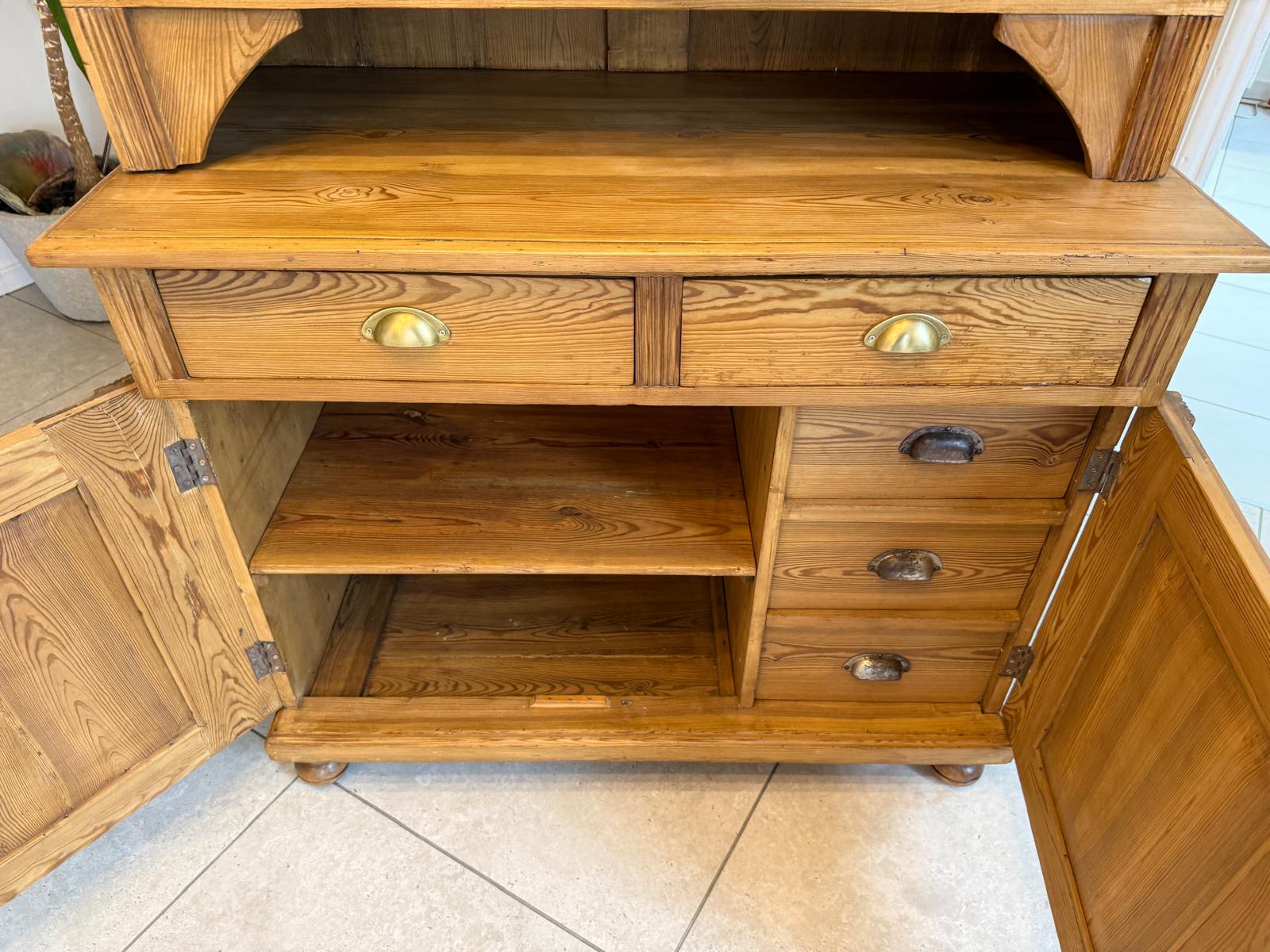 Jugendstil Küchenschrank Naturholz Fichtenholz Turmkredenz Antik Weichholz D1118