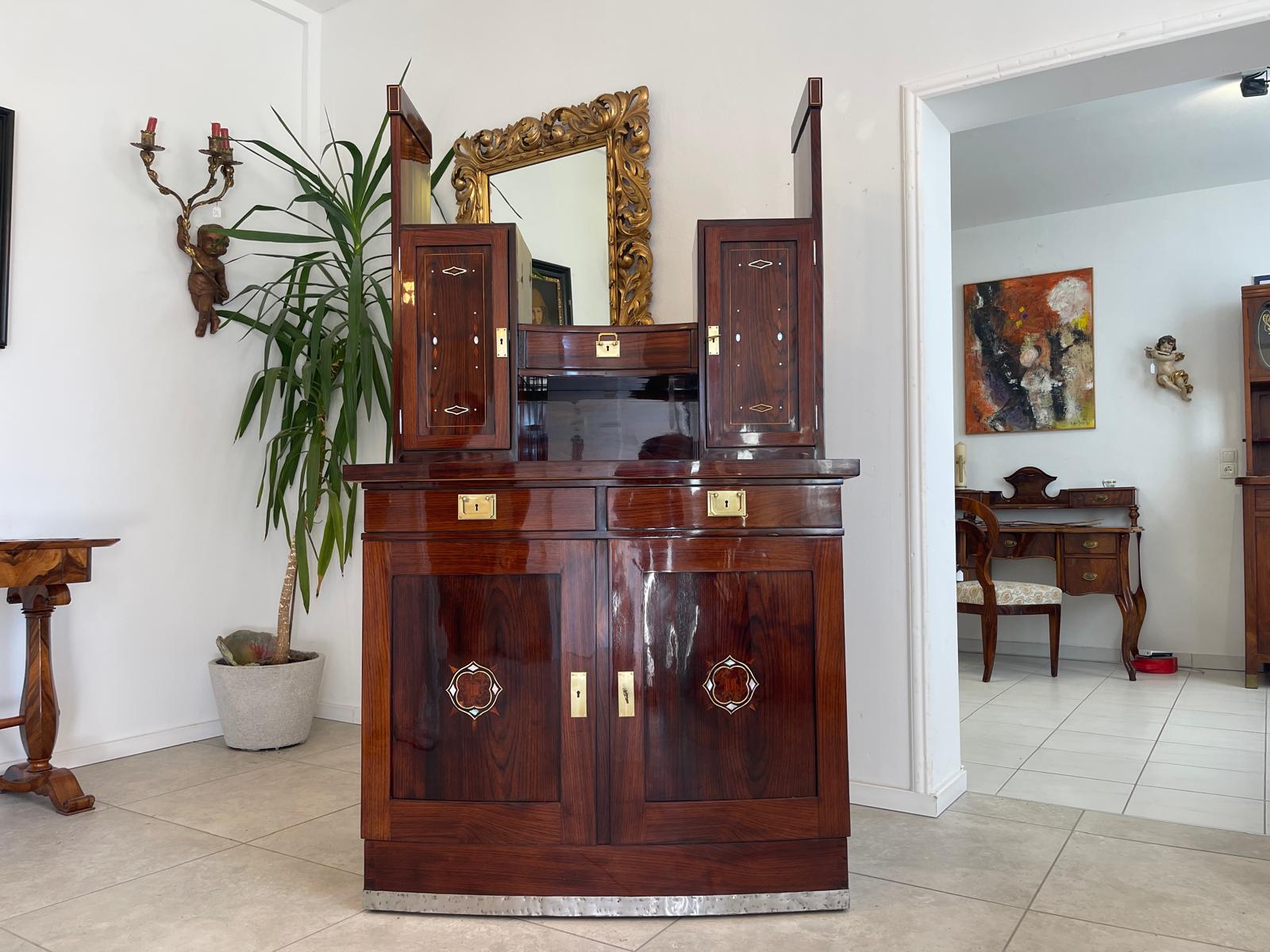 Sale Restauriertes Jugendstil Designerbuffet Aufsatzbuffet Schellack Antiquität G1377-1