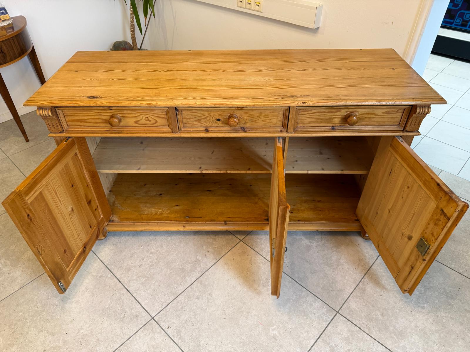 Bäuerliche Gründerzeit Anrichte Antik Kommode Naturholz Antik & Alt D1067