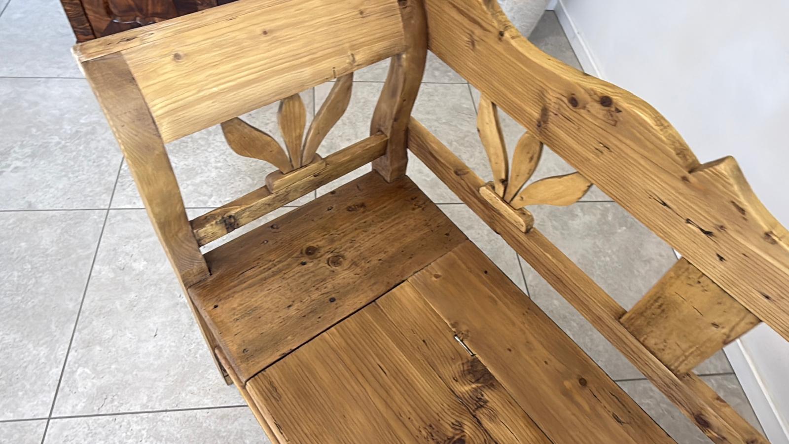 Provinzielle Biedermeier Truhenbank Landhausbank Antik D2417