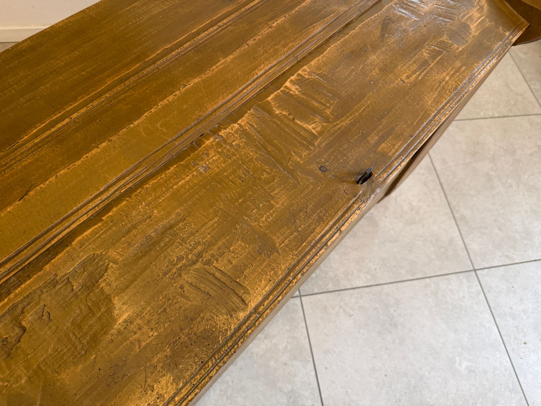 romanische Bauerntruhe Giebeltruhe Holztruhe E2182