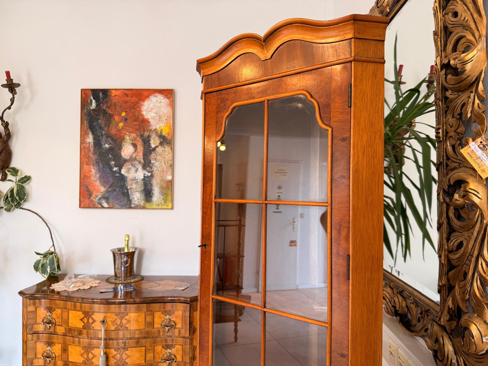 Eckvitrine Glasschrank Glaskasten Kolonial Stil Büroschrank D2664