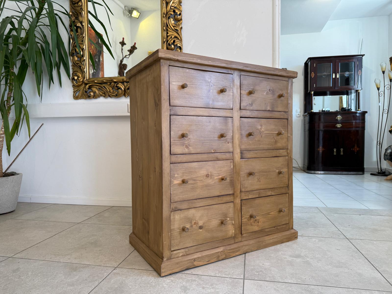 Bäuerliche 8 Ladenkommode Apothekerschrank Altholzkommode Weichholz D2341