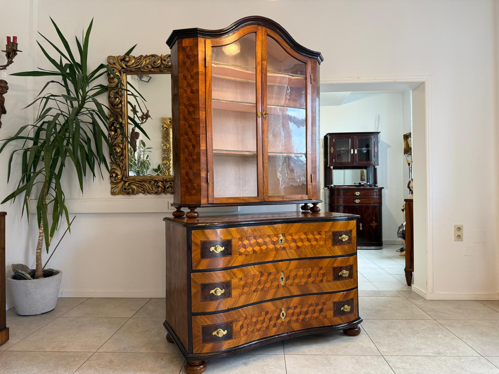 Originale Aufsatzvitrine Aufsatzkommode Vitrine Antiquität Tabernakl D1145