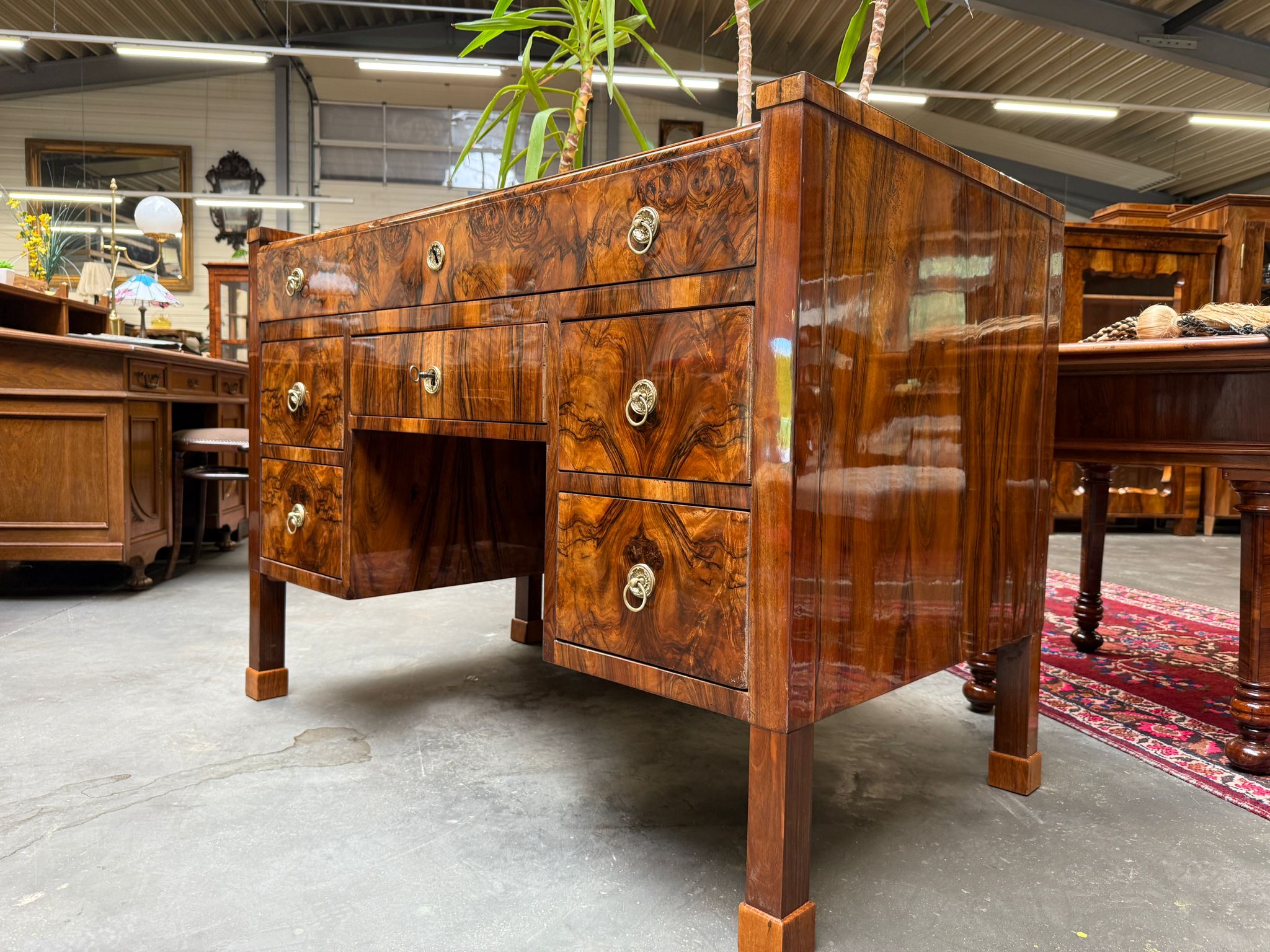 Restaurierte Biedermeier Schreibkommode Sekretär Nussholz Antiquität G2054