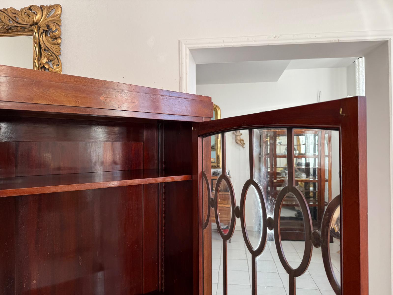 Originale Jugendstil Bücherschrank Vitrine Marketiert Antiquität G2187