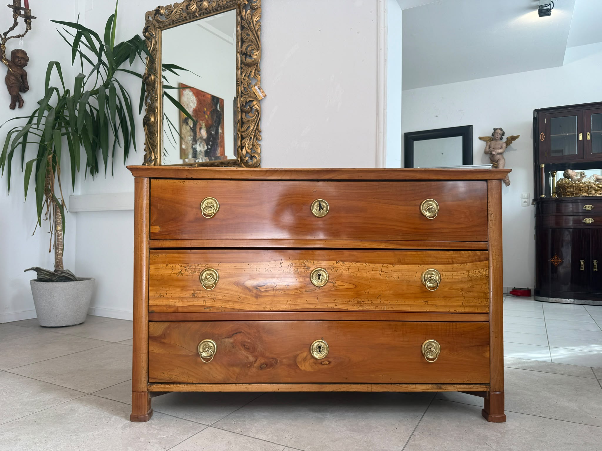 Alt Restaurierte Biedermeier Kommode Kirschholz Antiquität D2787