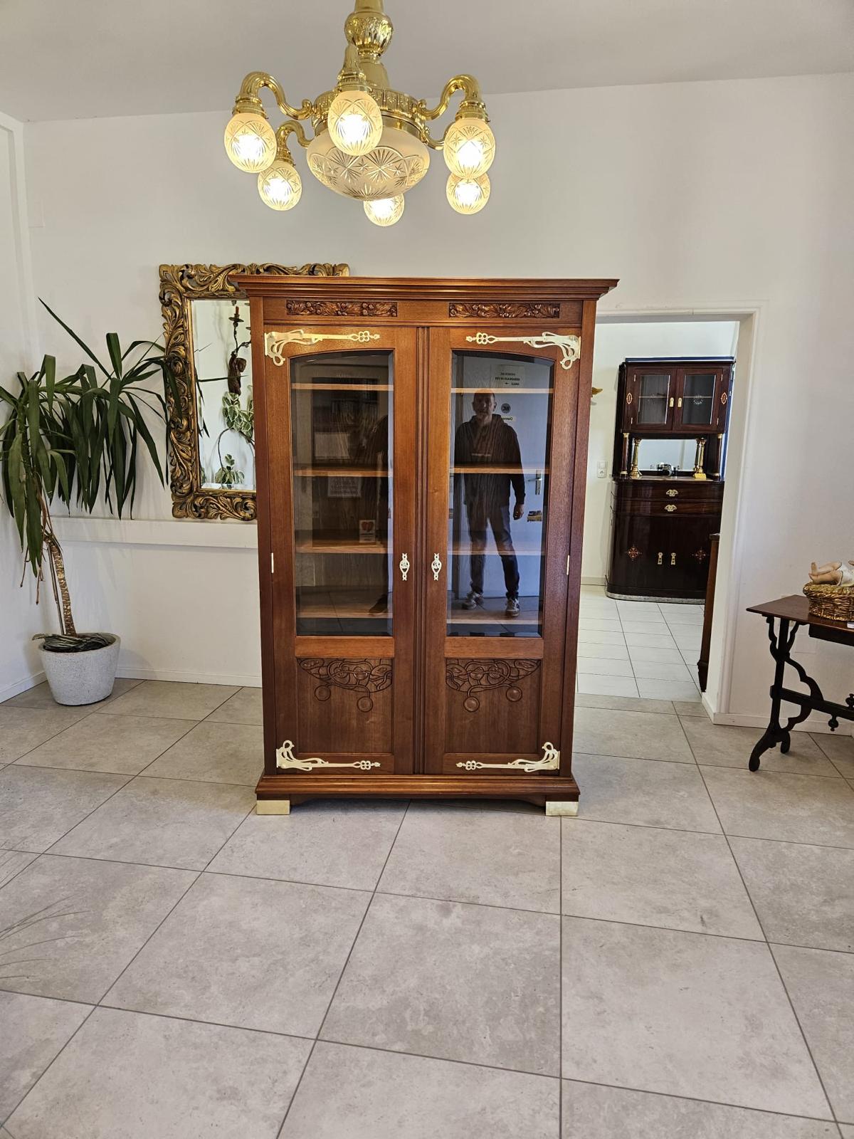 Jugendstil Vitrine Glasschrank Bücherschrank Bibliothekschrank Antiquität D2866