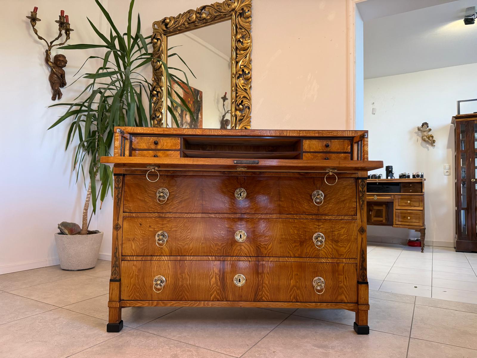 SALE Restaurierte Biedermeier Schreibkommode Eschenholz Antiquität Antikmöbel G2157