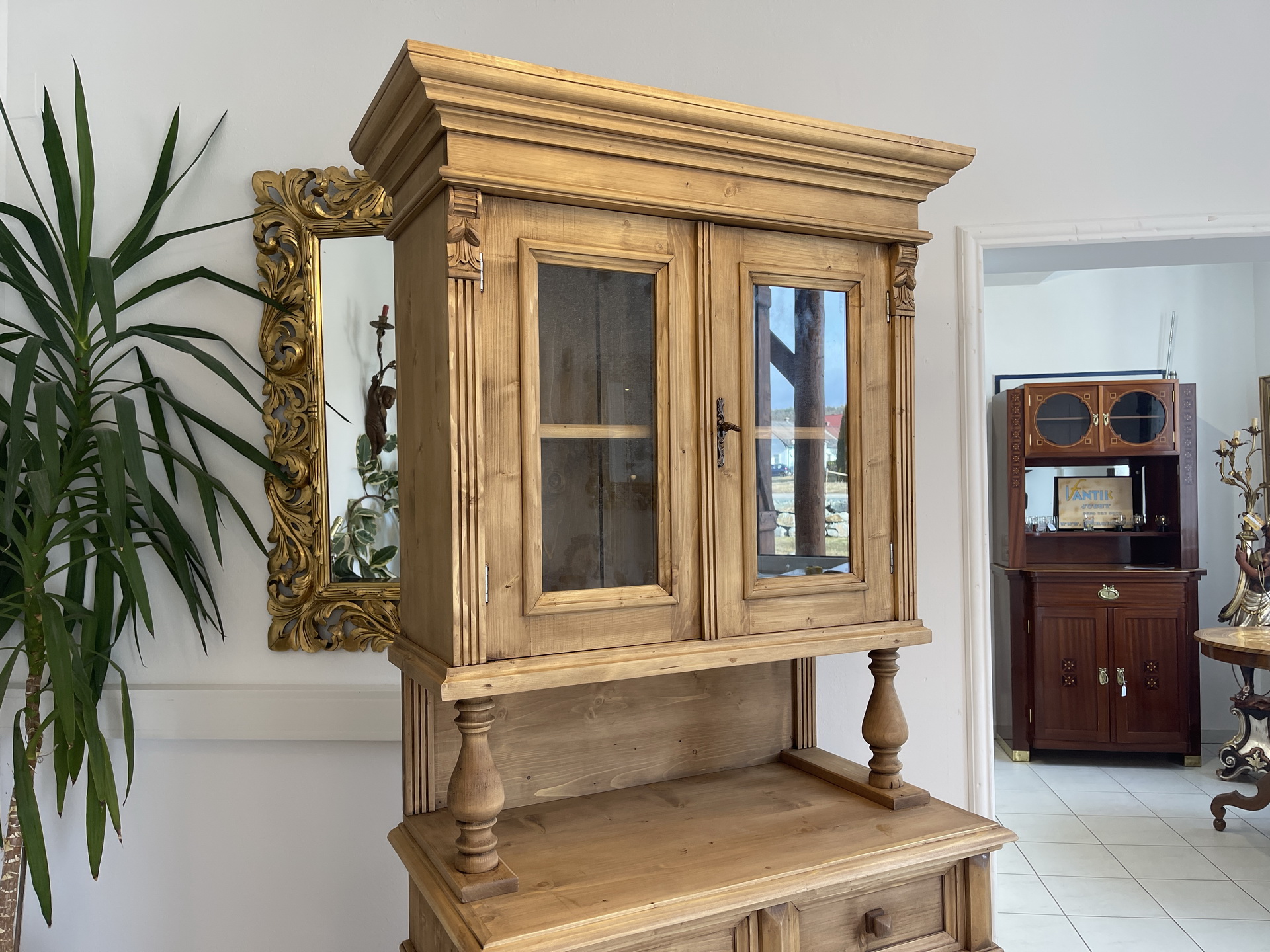 Biedermeier-Barock-21ALhZ99EqBPeoT Schmale Gründerzeit Küchenkredenz Bauernschrank A4078