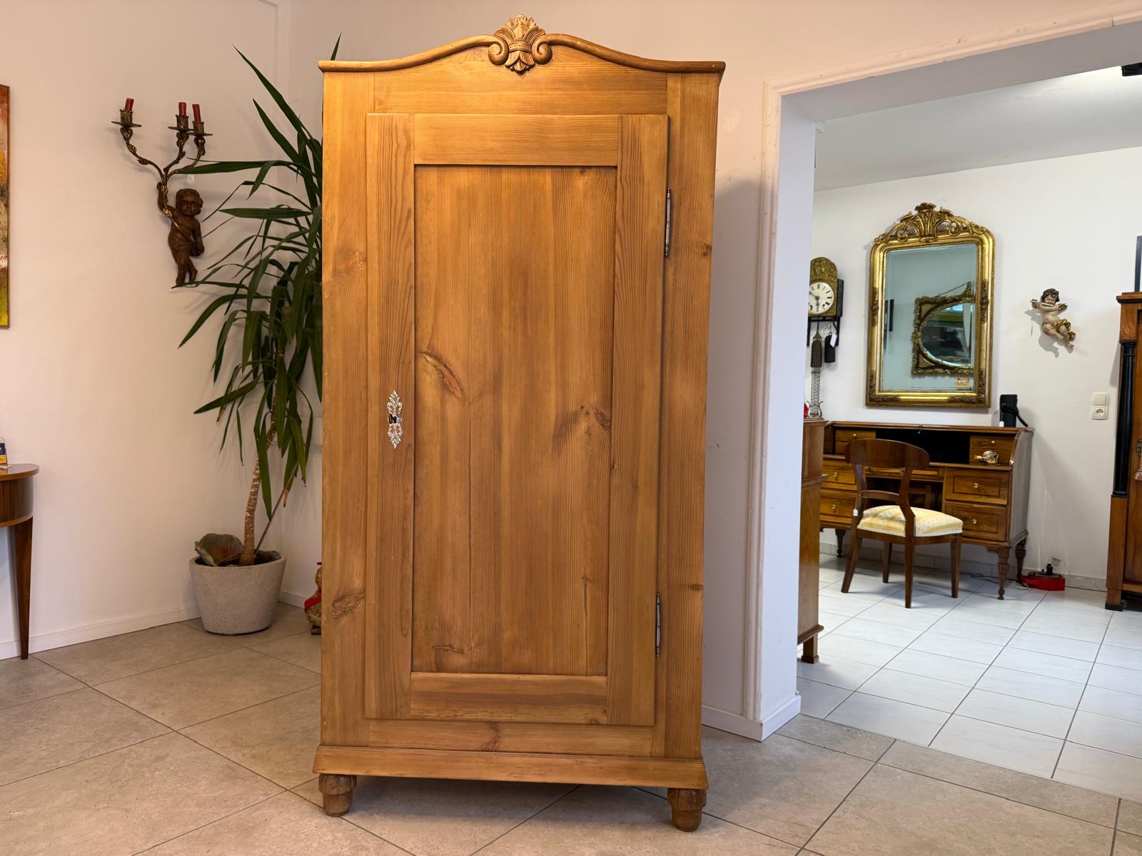 Restaurierter 1 türiger Bauernschrank Biedermeier Naturholzschrank G2261