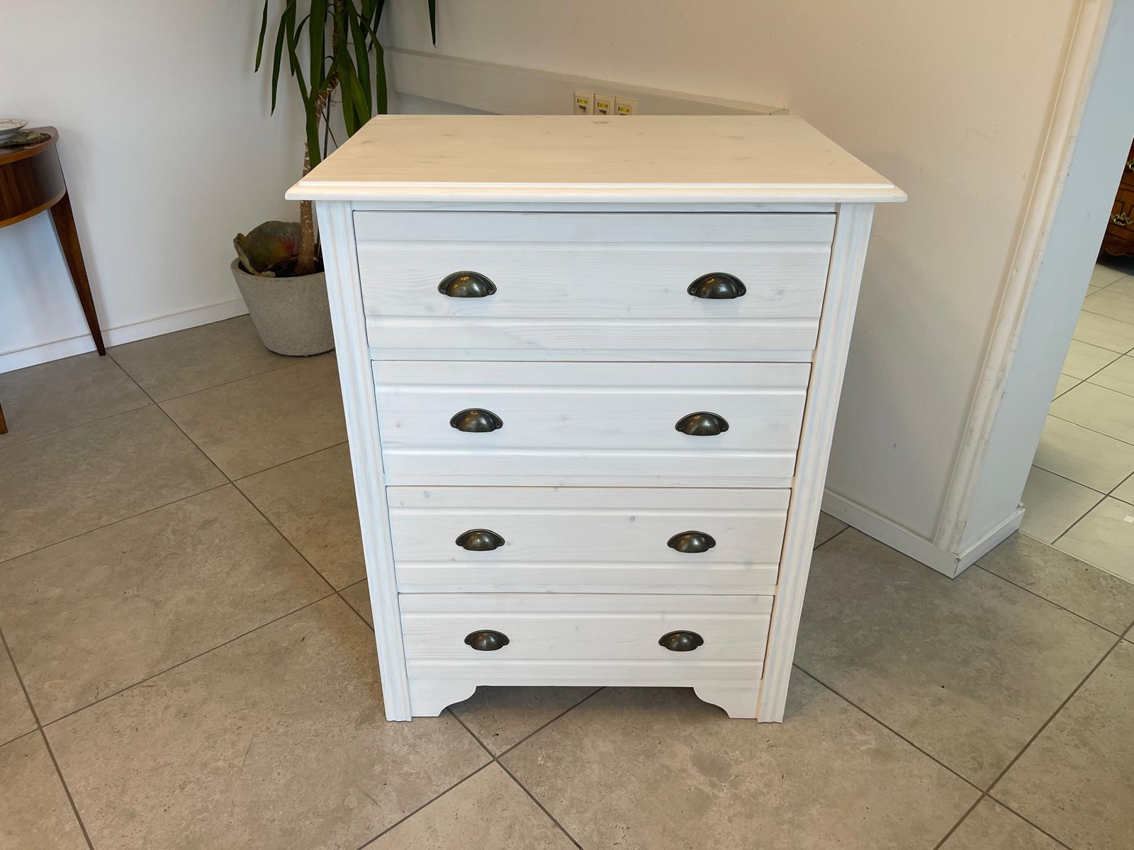 Bäuerliche Anrichte Sideboard Kommode Naturholz Fichtenholz Weiss G1073