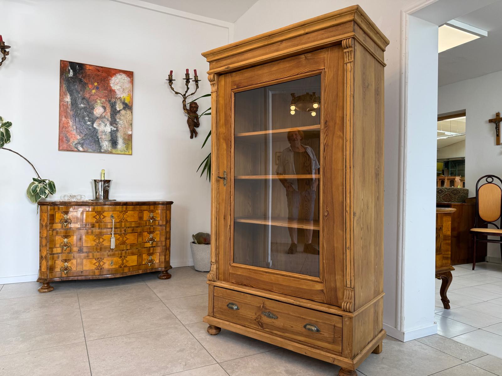 Gründerzeit Vitrine Bauernvitrine Bücherschrank Bauernschrank D2648