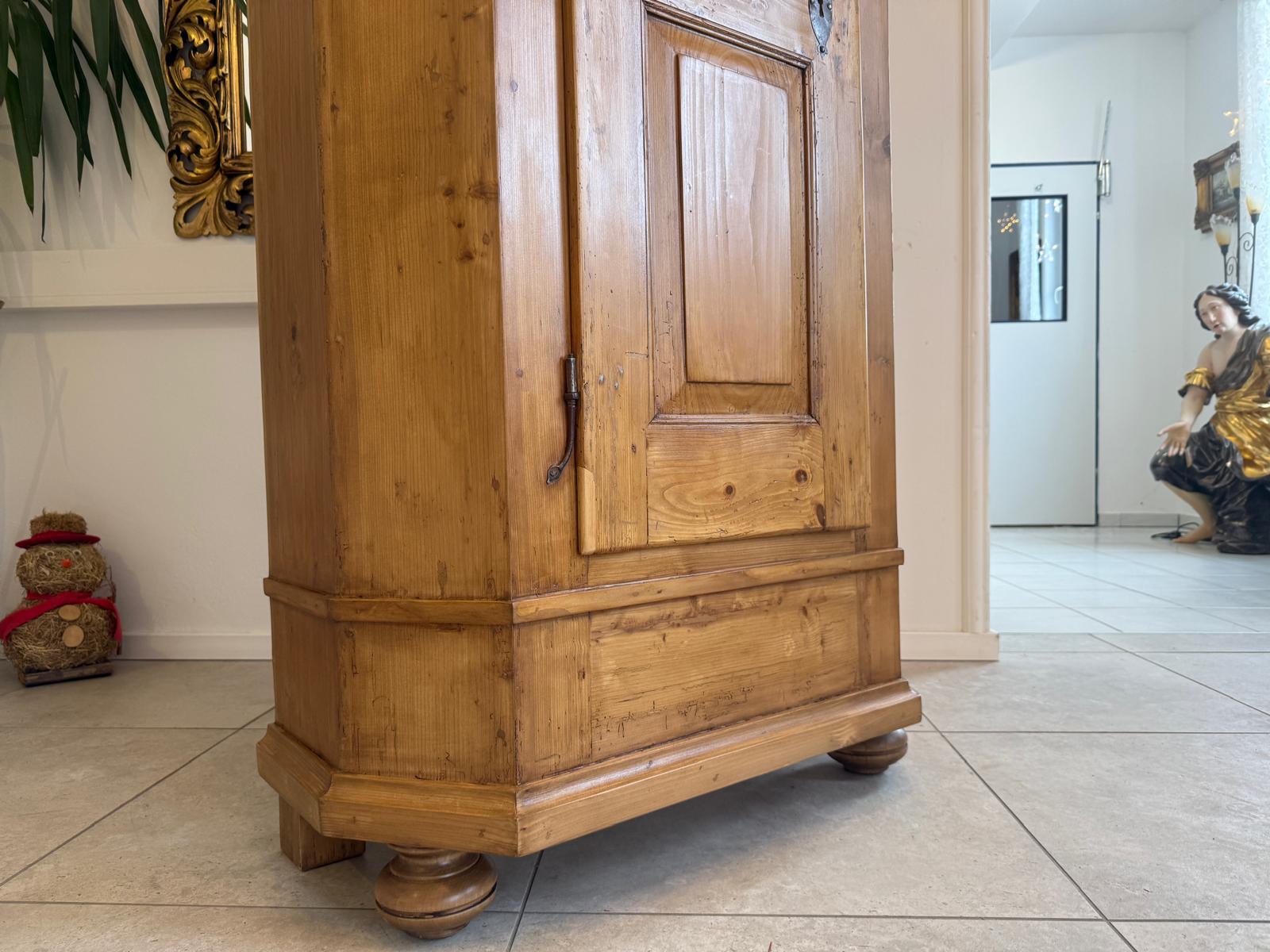 Restaurierter 1 türiger Bauernschrank Barocker Naturholzschrank Weichholz Antik D1020