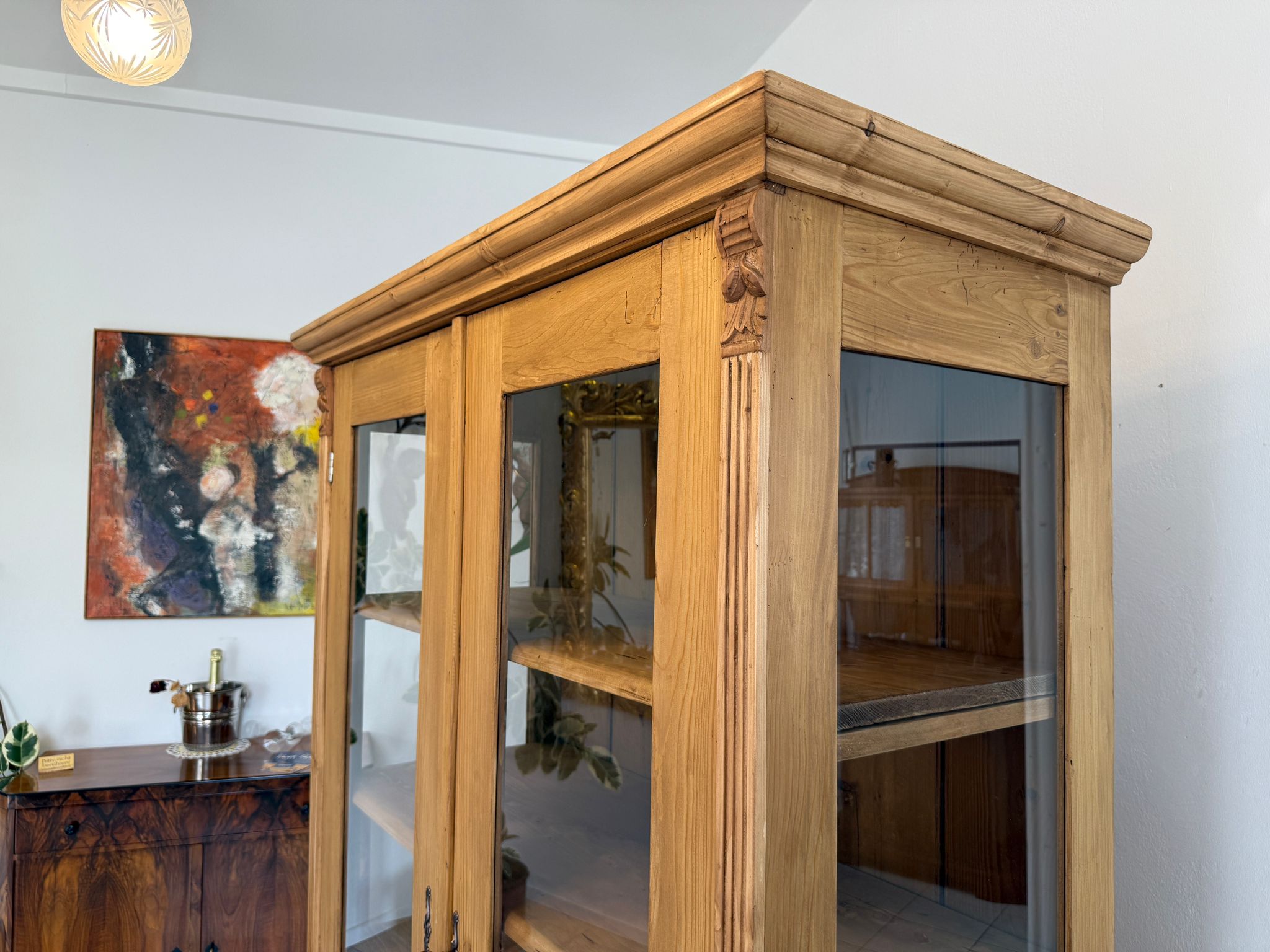 Bäuerliche Vitrine Bauernvitrine Bauernschrank Naturholz Bücherschrank Bauernmöbel A5132