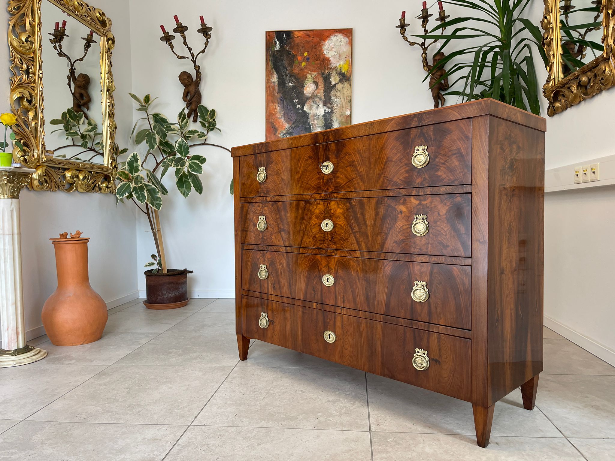 Restaurierte Biedermeier Kommode Sale Antiquität Nussholzfurnier G1681