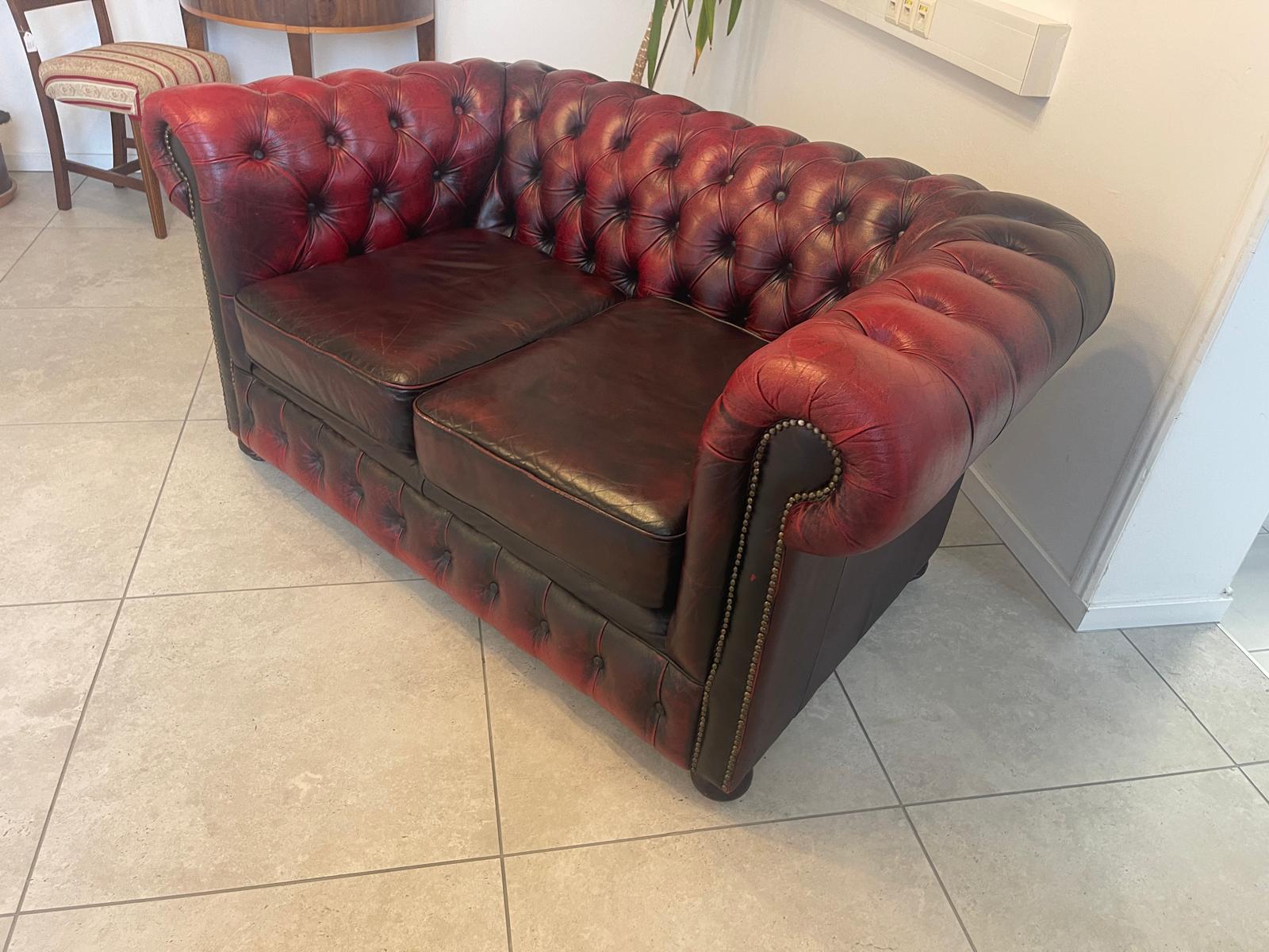Chesterfield 2er Clubsofa Diwan Couch Oxblood G1053