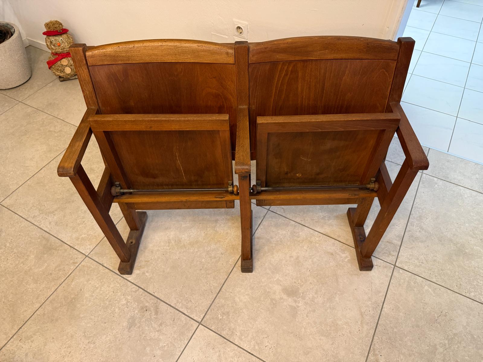 Original Wiener Kinosessel 2er Sitz Klappstuhl Stuhl Nostalgie Antik G2267