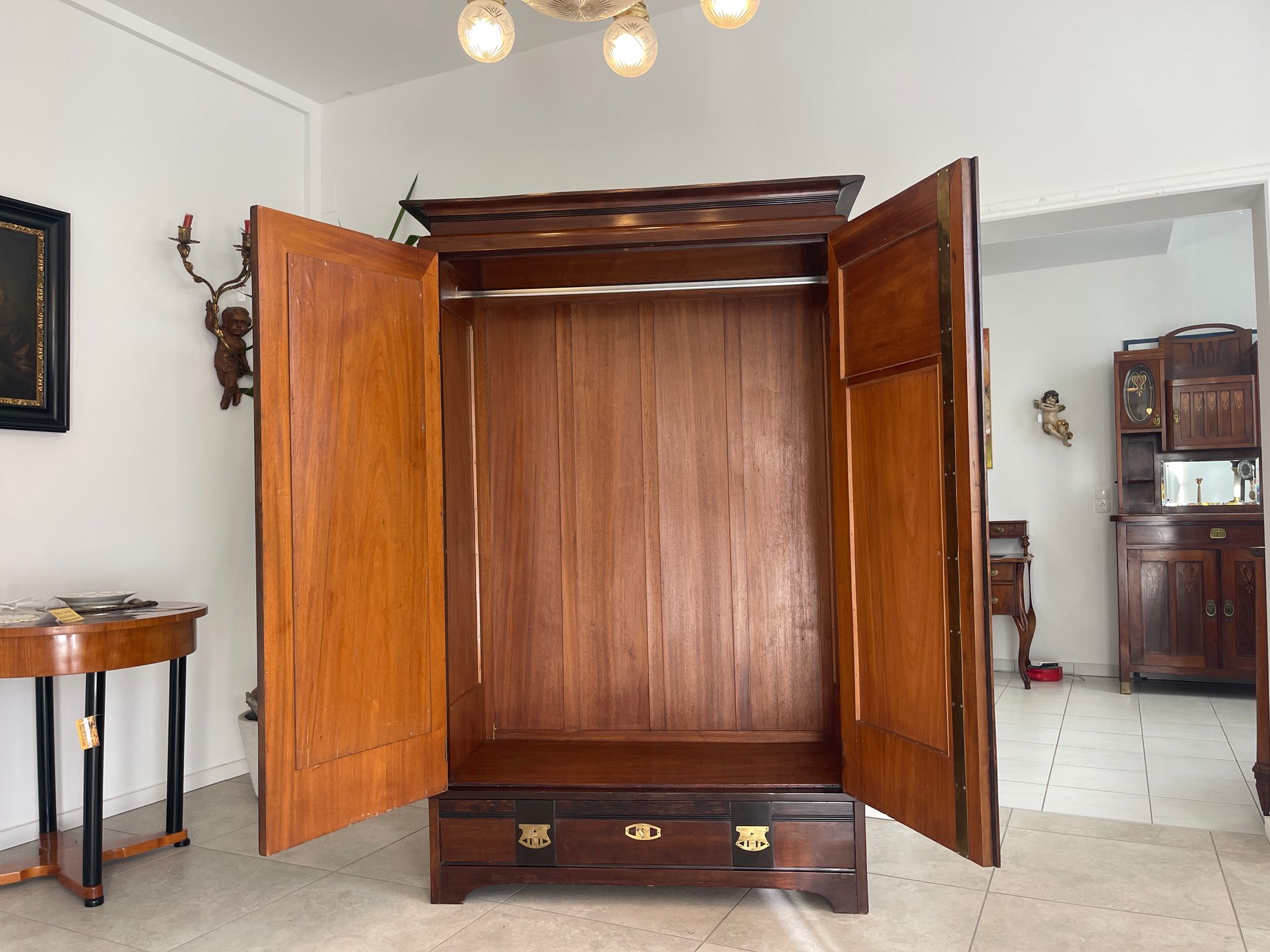 Traum Jugendstil Bücherschrank Spiegelschrank Marketiert Antiquität G1295