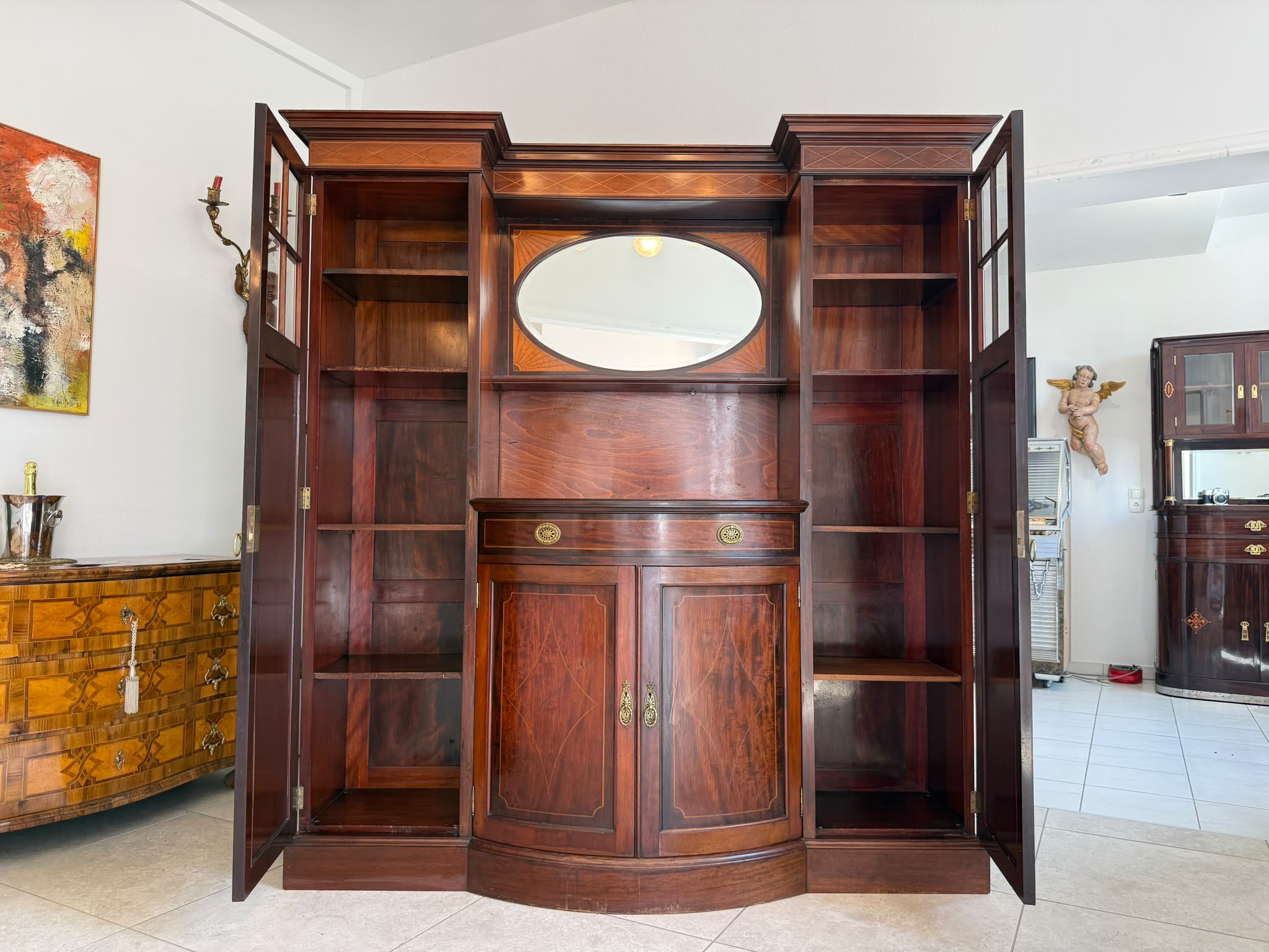 Jugendstil Bücherschrank Vitrinenschrank Original D2617