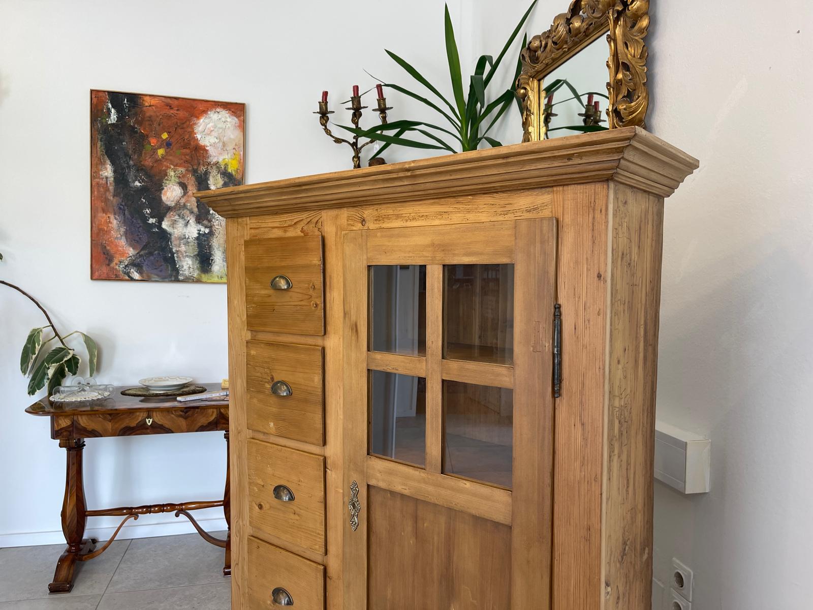 Antiker Biedermeier Brotschrank Almerschrank Vorratskasten Vitrine Bauernvitrine G1652