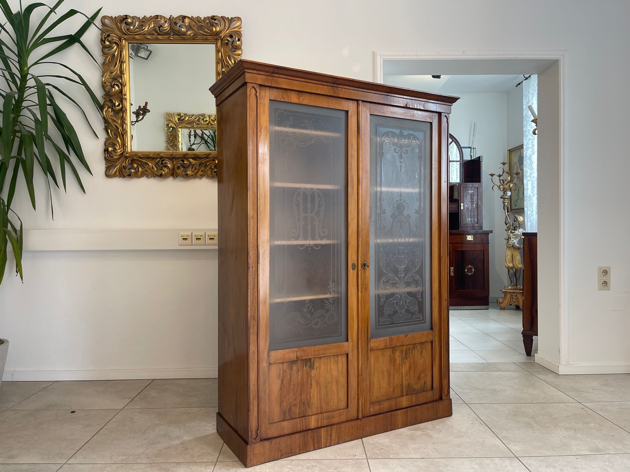 Biedermeier Bücherschrank Glasschrank Kasten G1519