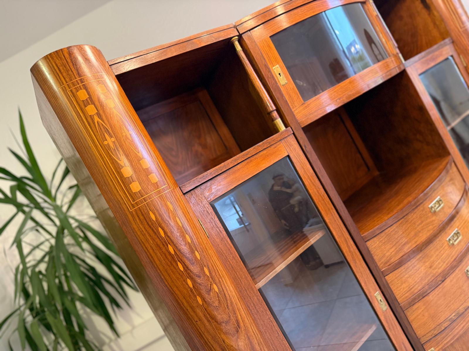 Jugendstil Bücherschrank Kasten Antik Vitrinenschrank D2277