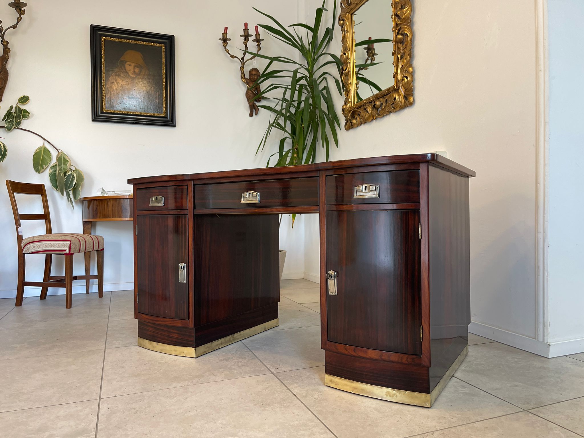 Restaurierter Jugendstil Schreibtisch Sekretär Freisteher Originalstück G1070