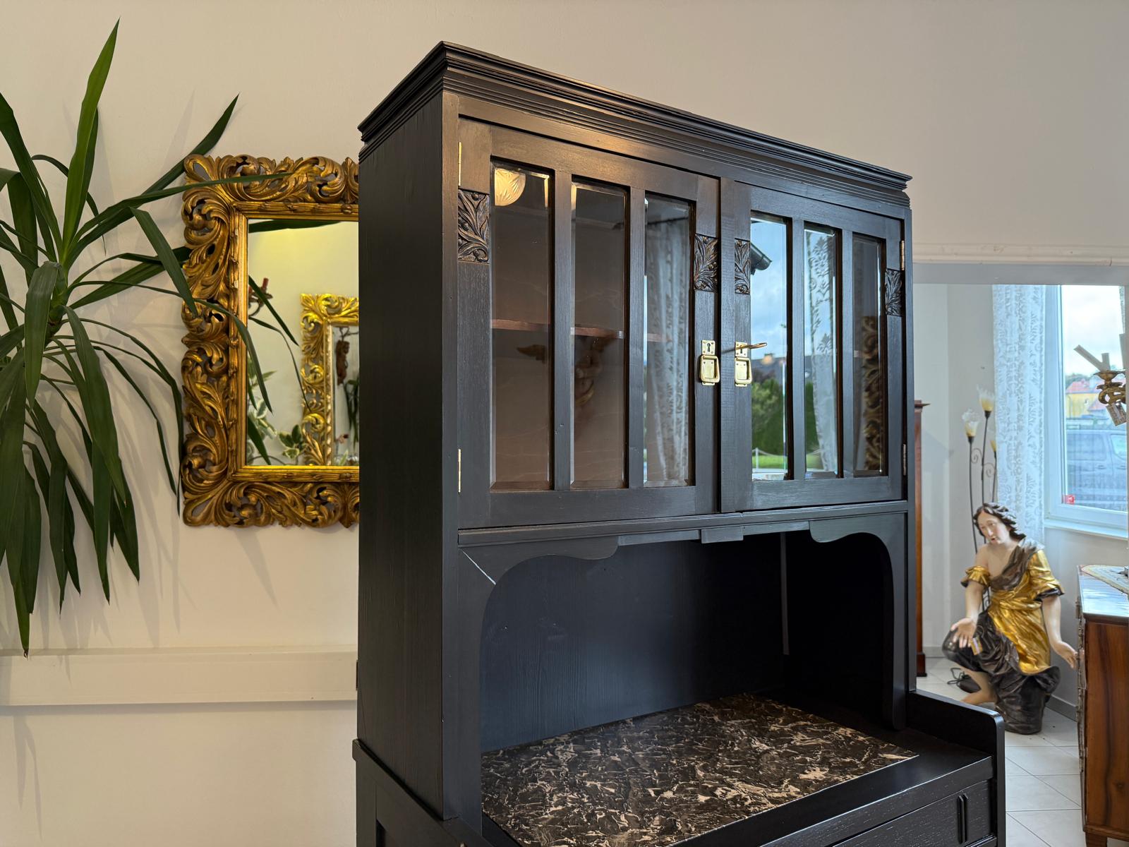 Restauriertes Jugendstil Aufsatzbuffet Bücherschrank G2095