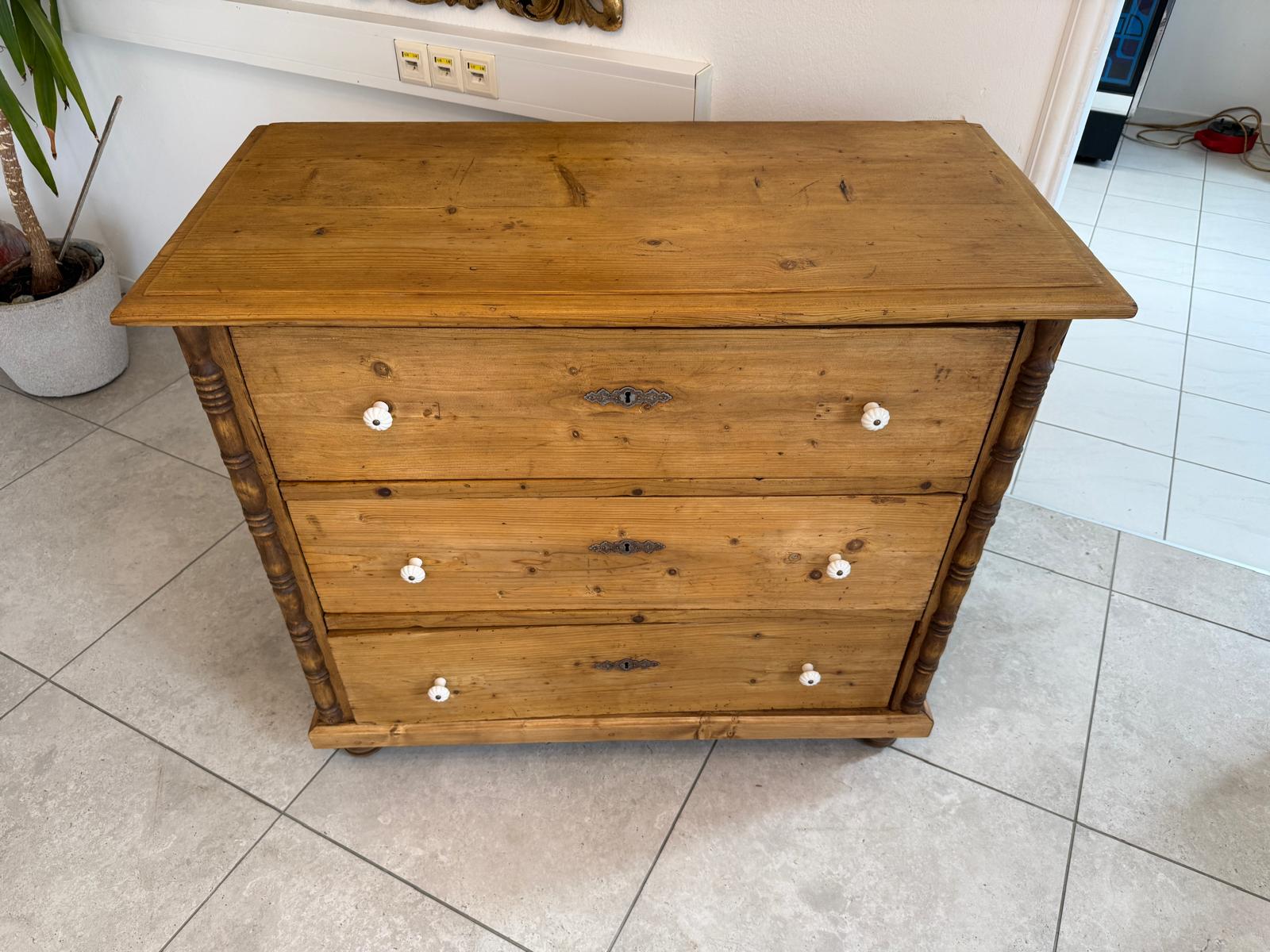 Biedermeier Kommode 3 Ladenkommode Antik Original D2380
