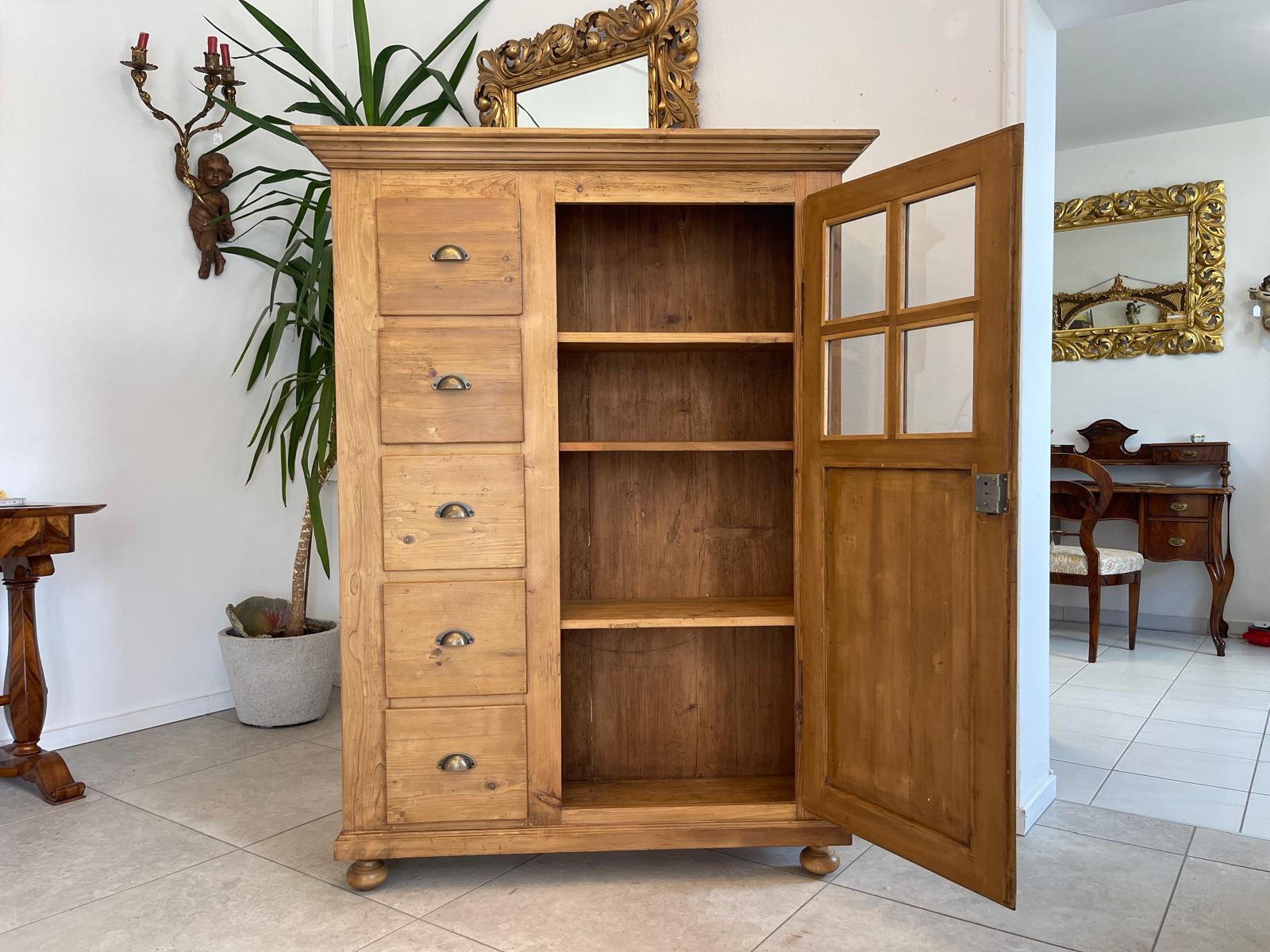 Antiker Biedermeier Brotschrank Almerschrank Vorratskasten Vitrine Bauernvitrine G1652