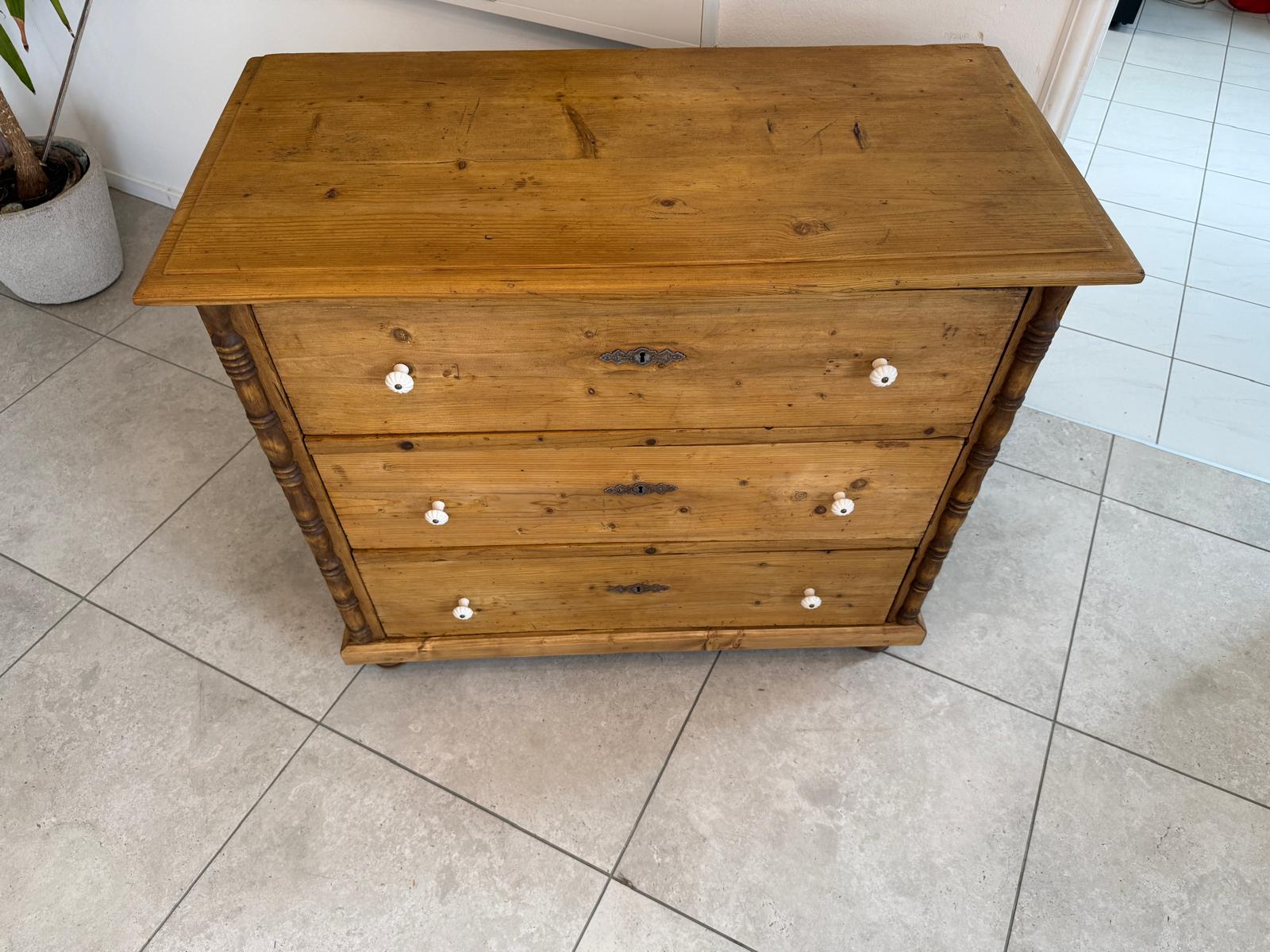 Biedermeier Kommode 3 Ladenkommode Antik Original D2380