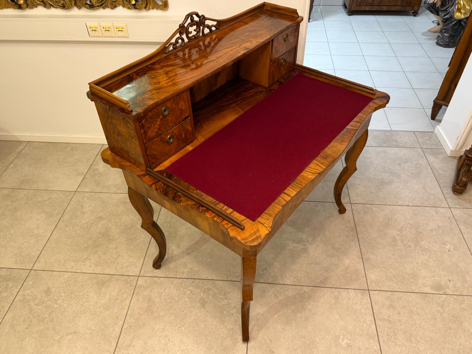 Spätbiedermeier Damen Sekretär Schreibtisch Nussholz G2261
