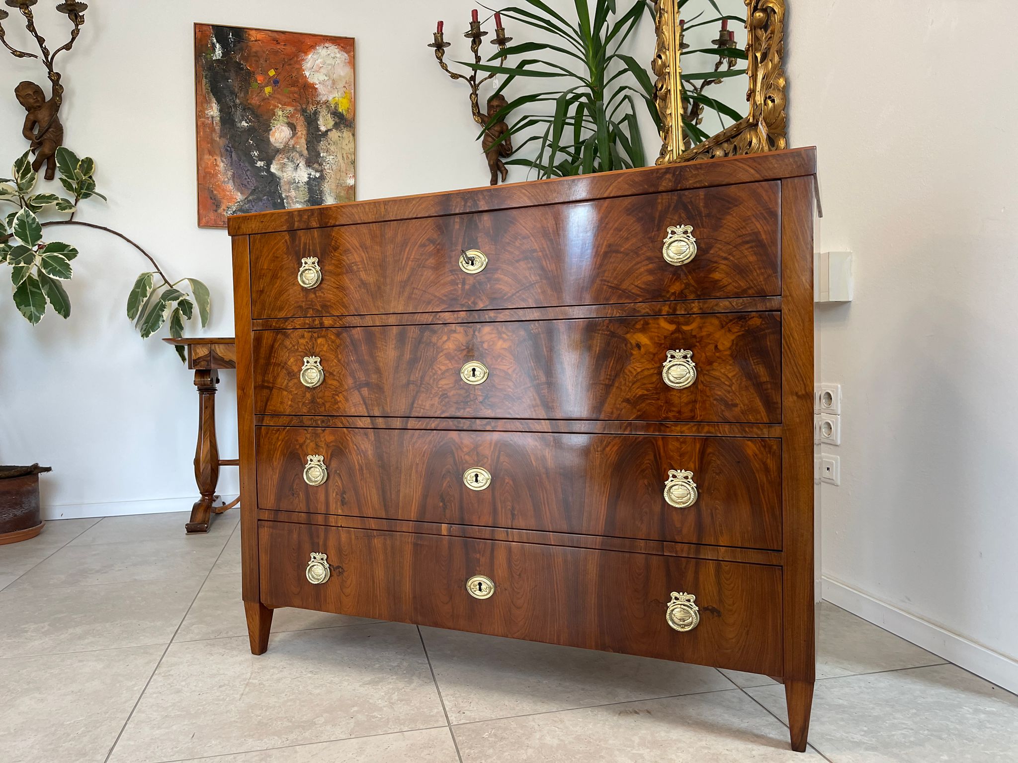 Restaurierte Biedermeier Kommode Sale Antiquität Nussholzfurnier G1681