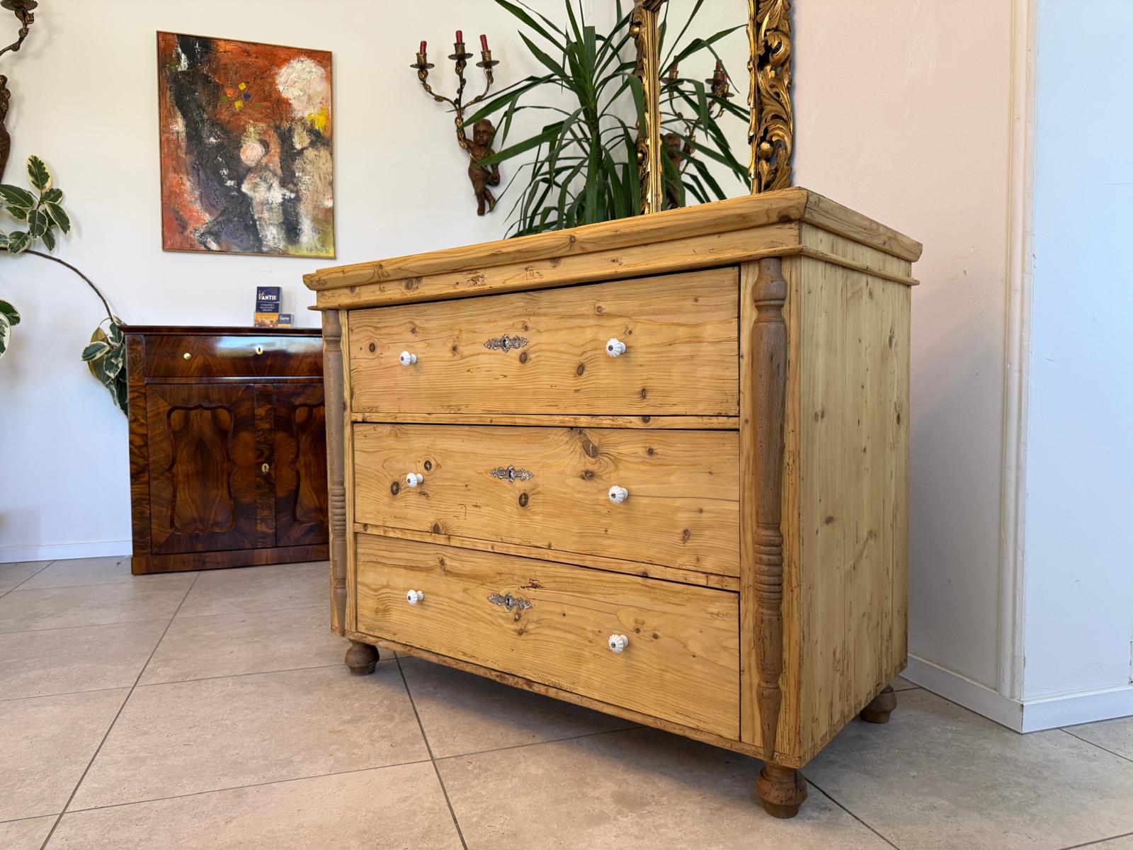 Biedermeier Kommode 3 Ladenkommode Antik Original D2408